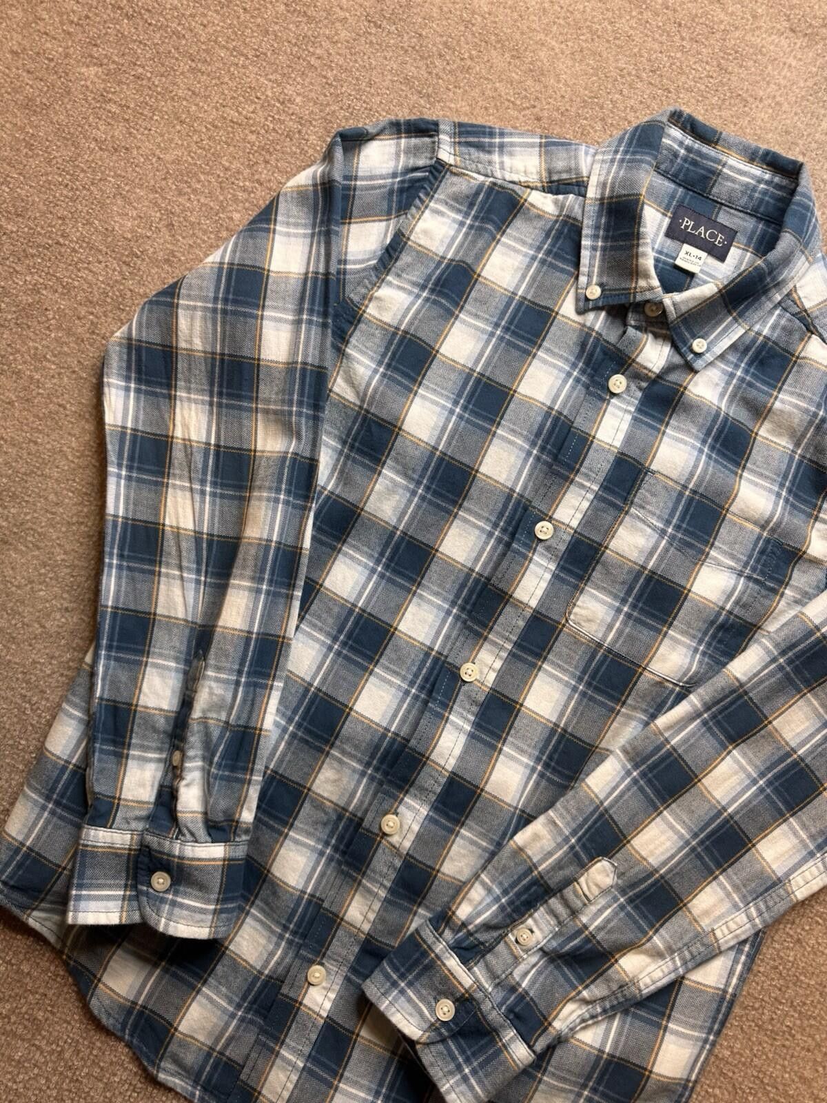 Other Children’s Place Boy's Button Down Blue Plaid XL 14 [722] Size US XL / EU 56 / 4 - 1 Thumbnail