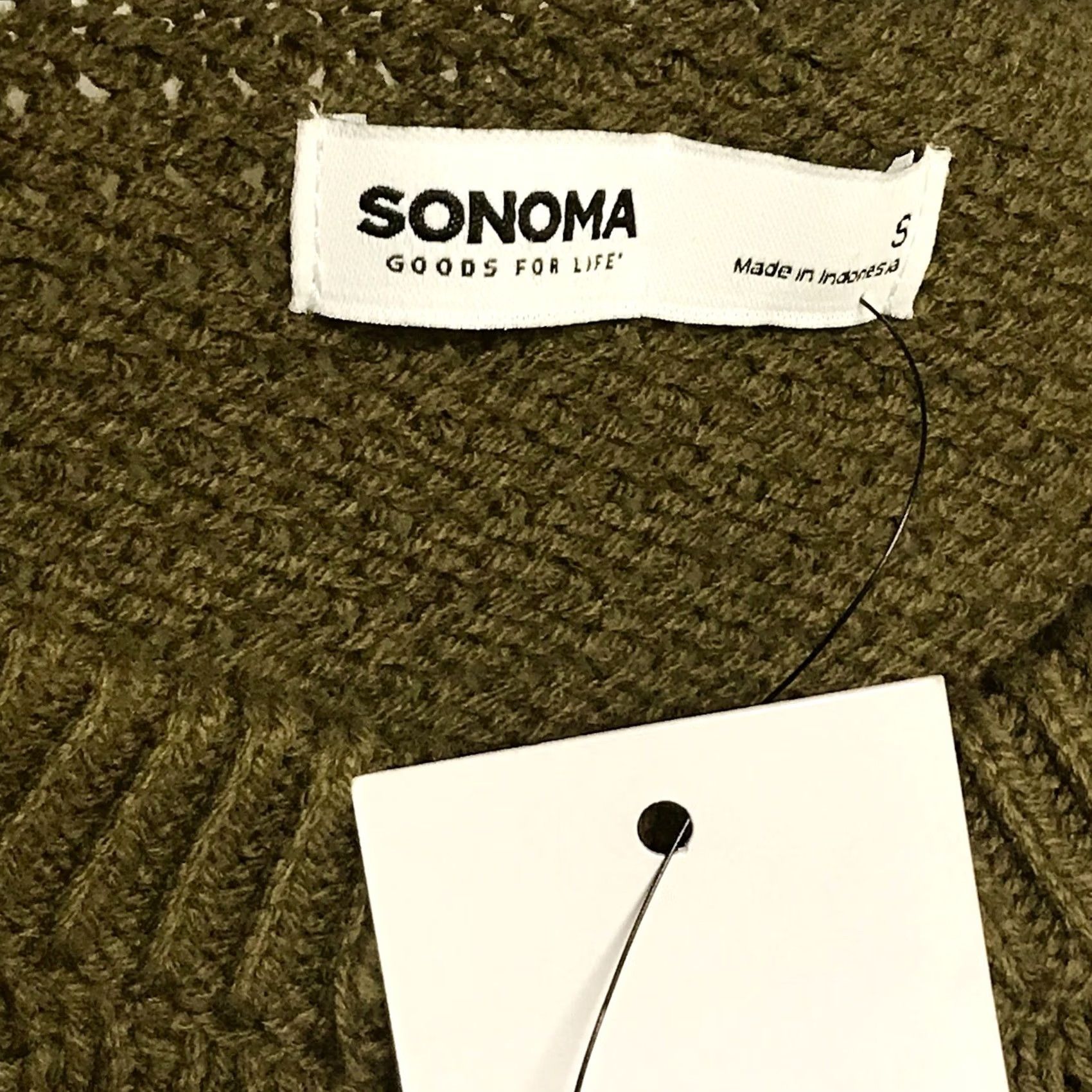 Olive Sonoma Women Olive Green Oversized Textured Knit Long Sleeve Henley Sweater S Size S / US 4 / IT 40 - 2 Thumbnail