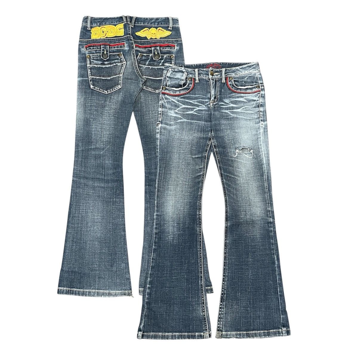 If Six Was Nine B.C.B.G - Flared Denim Fadding with Patch Skull Lgb Style Size US 26 / EU 42 - 1 Thumbnail