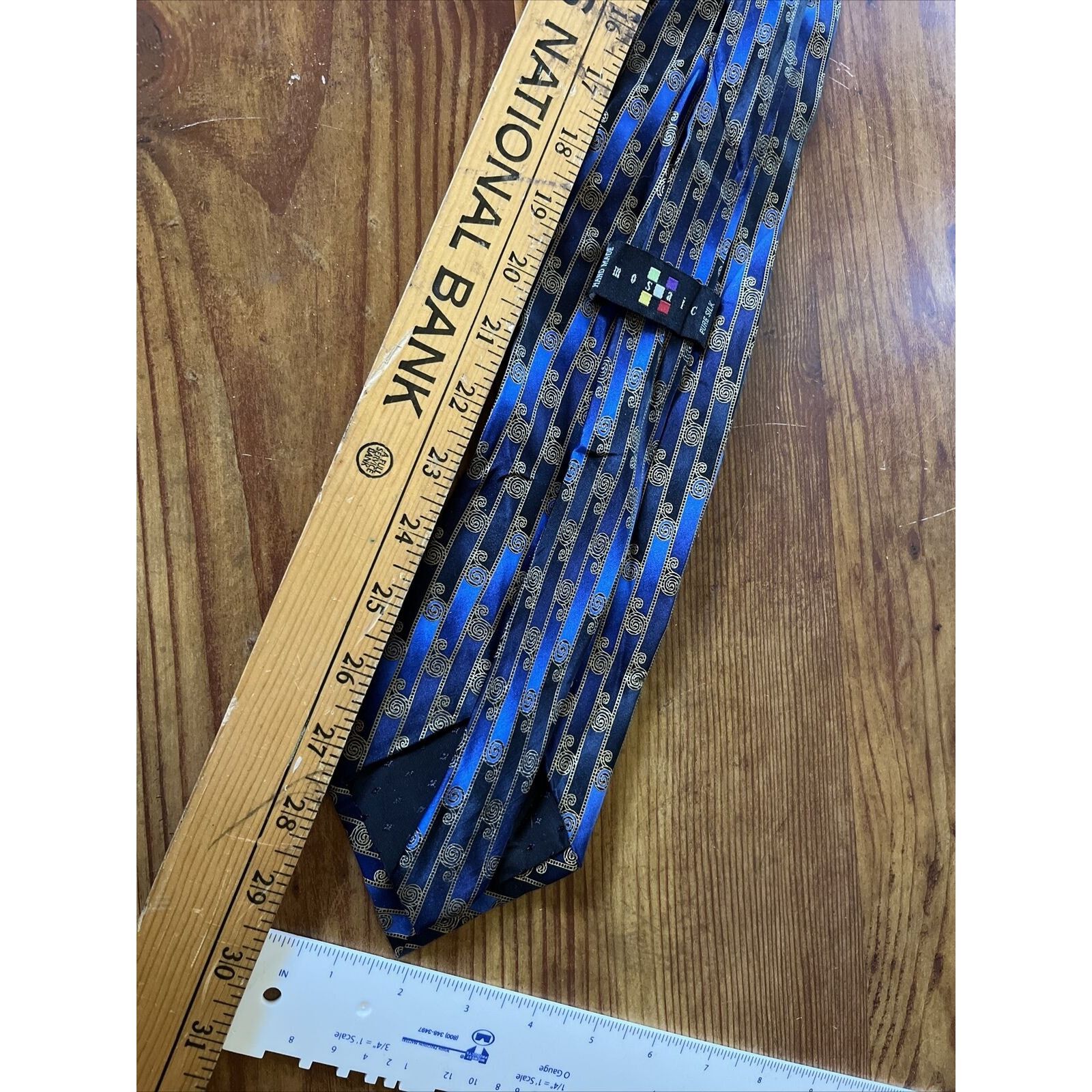 Other Mosaic Vintage Men’s Blue 100% Silk Striped Geometric Tie Size ONE SIZE - 5 Thumbnail