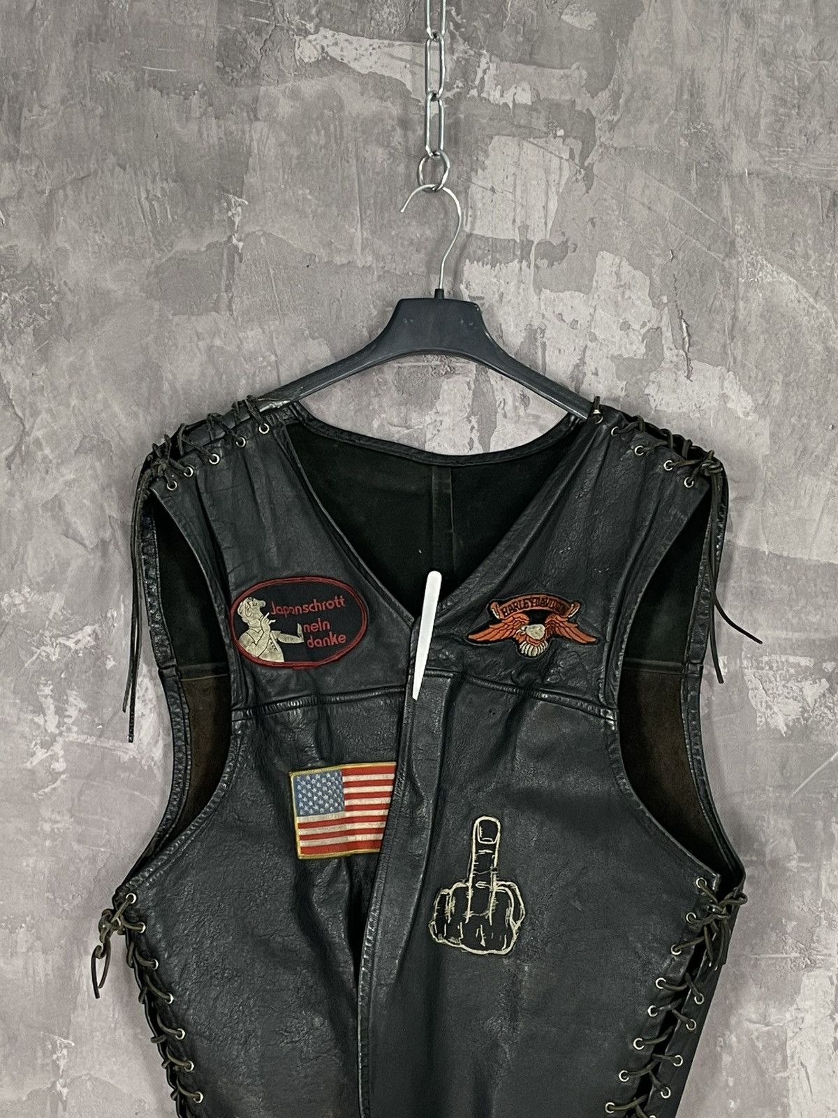 Harley Davidson × Vintage Vintage Leather Bikers Vest Harley Davidson 80s Crazy Fade Size US S / EU 44-46 / 1 - 3 Thumbnail