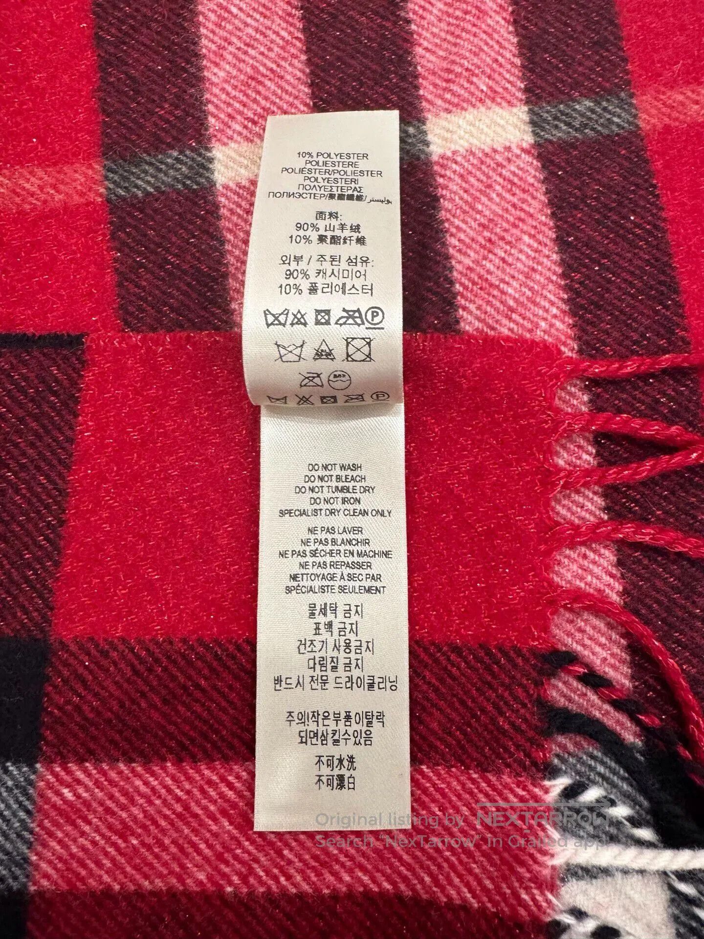 Burberry Burberry Red Plaid Cashmere Scarf. Size ONE SIZE - 9 Thumbnail