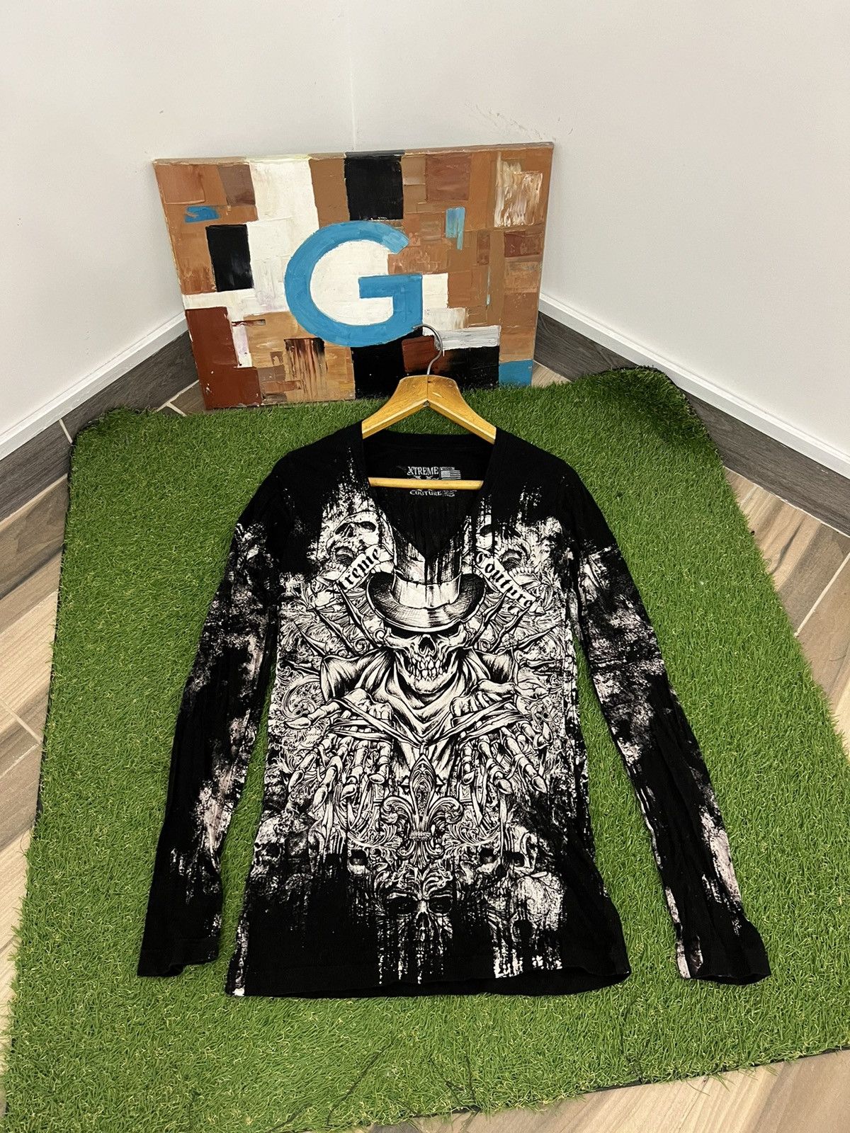 Affliction × Ed Hardy × Tapout Rare Wings Cross Thermal Longsleeve Y2K Affliction Style Size M / US 6-8 / IT 42-44 - 1 Thumbnail