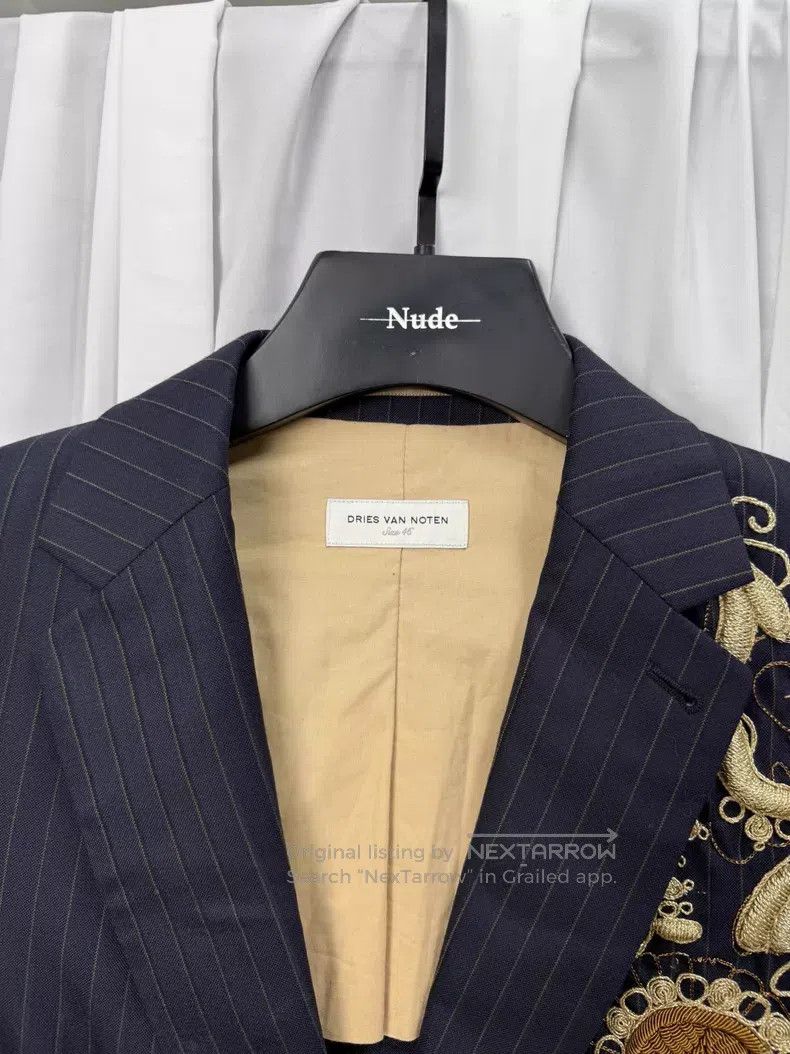 Dries Van Noten Dries Van Noten Size 46 Pinstripe tailored blazer with meta Size 40R - 4 Thumbnail