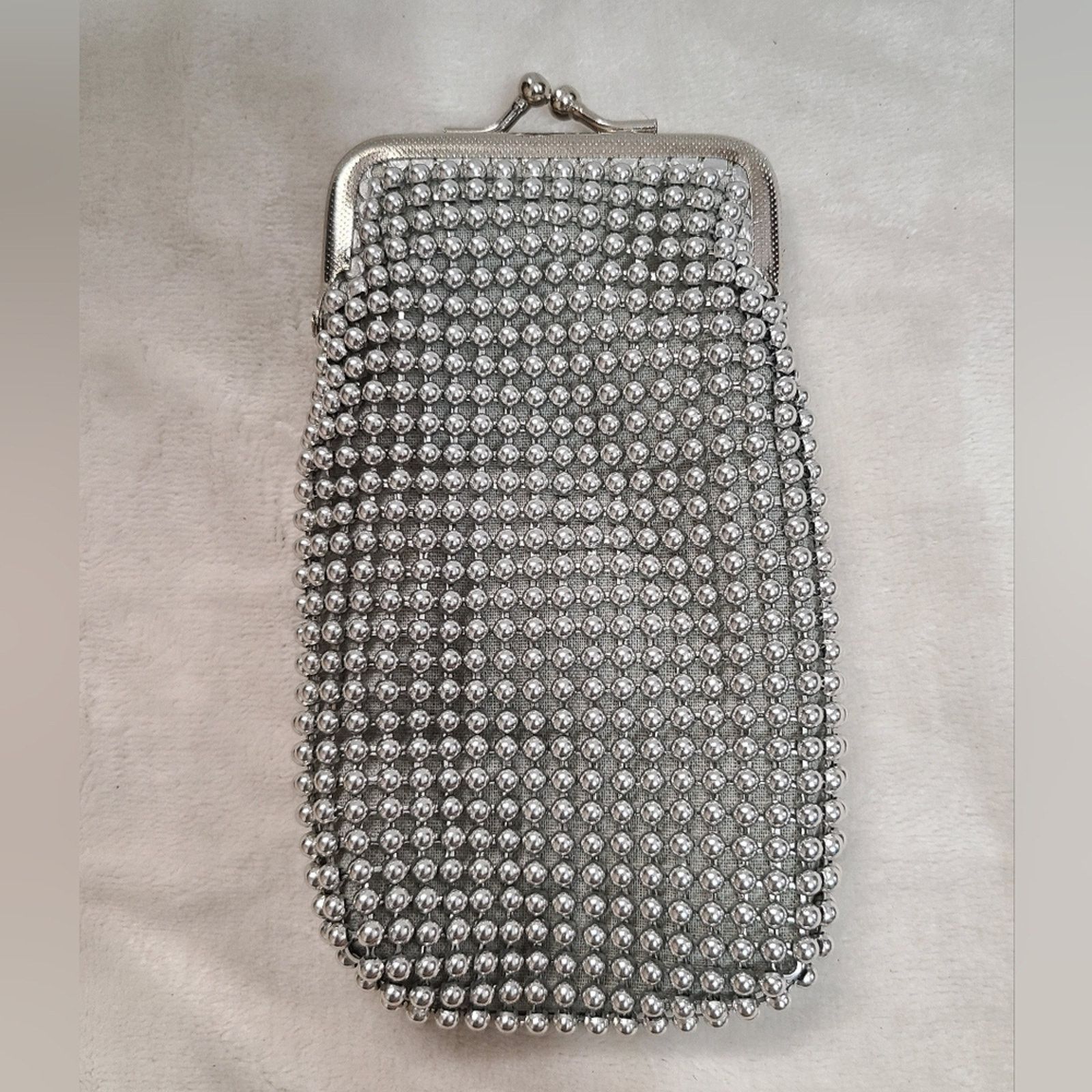 Vintage Vintage Y&S Silver Metal Beaded Cigarette Case / Coin Purse