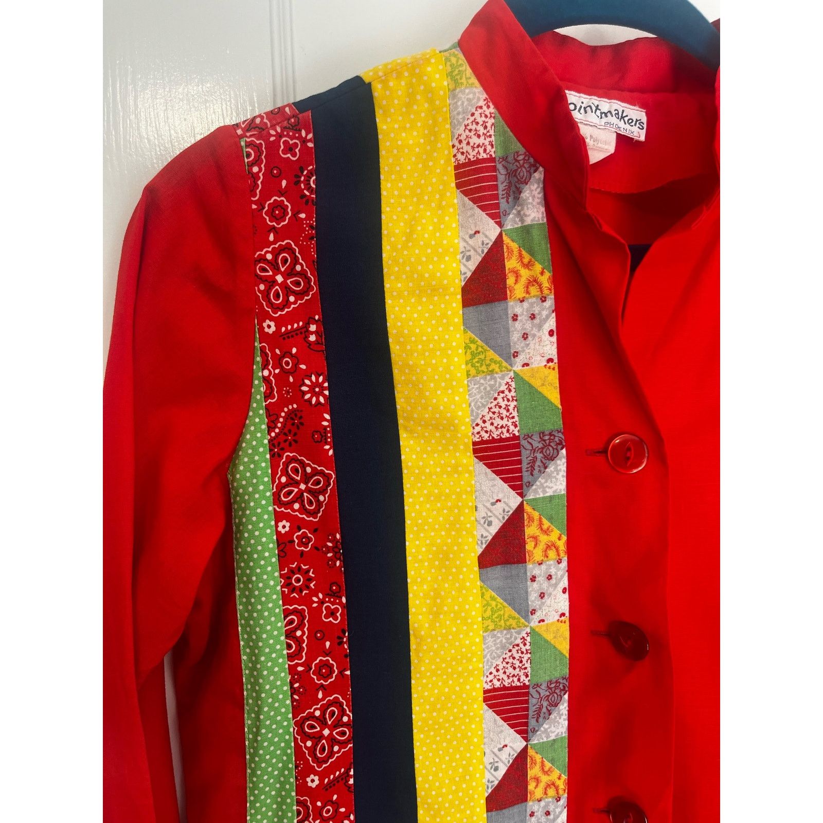 Vintage Vintage 60s Pointmakers Red Yellow Patch Blouse Small Medium Size M / US 6-8 / IT 42-44 - 3 Thumbnail