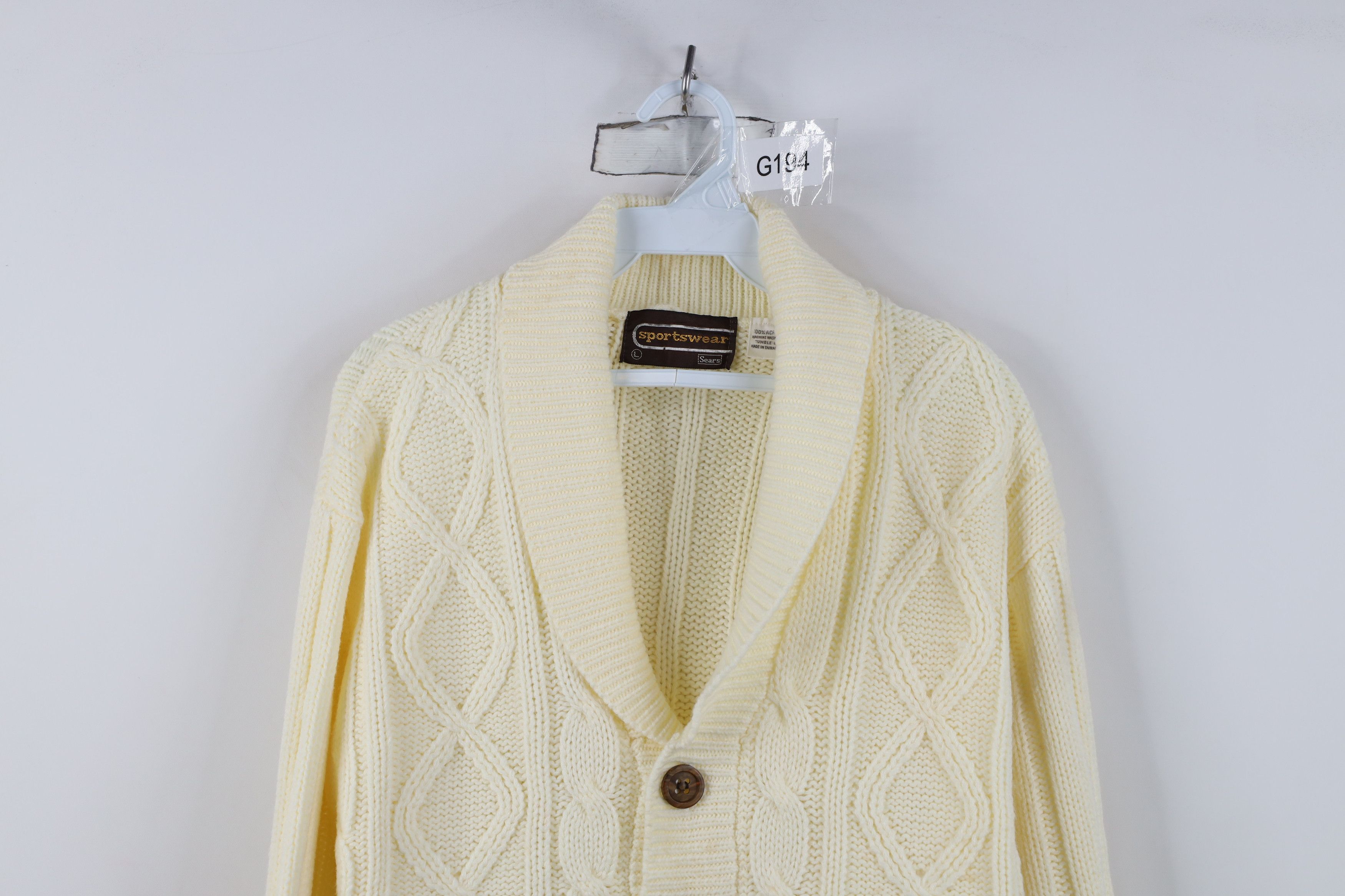 Vintage Vintage 70s Streetwear Cable Knit Shawl Cardigan Sweater Size US L / EU 52-54 / 3 - 2 Thumbnail