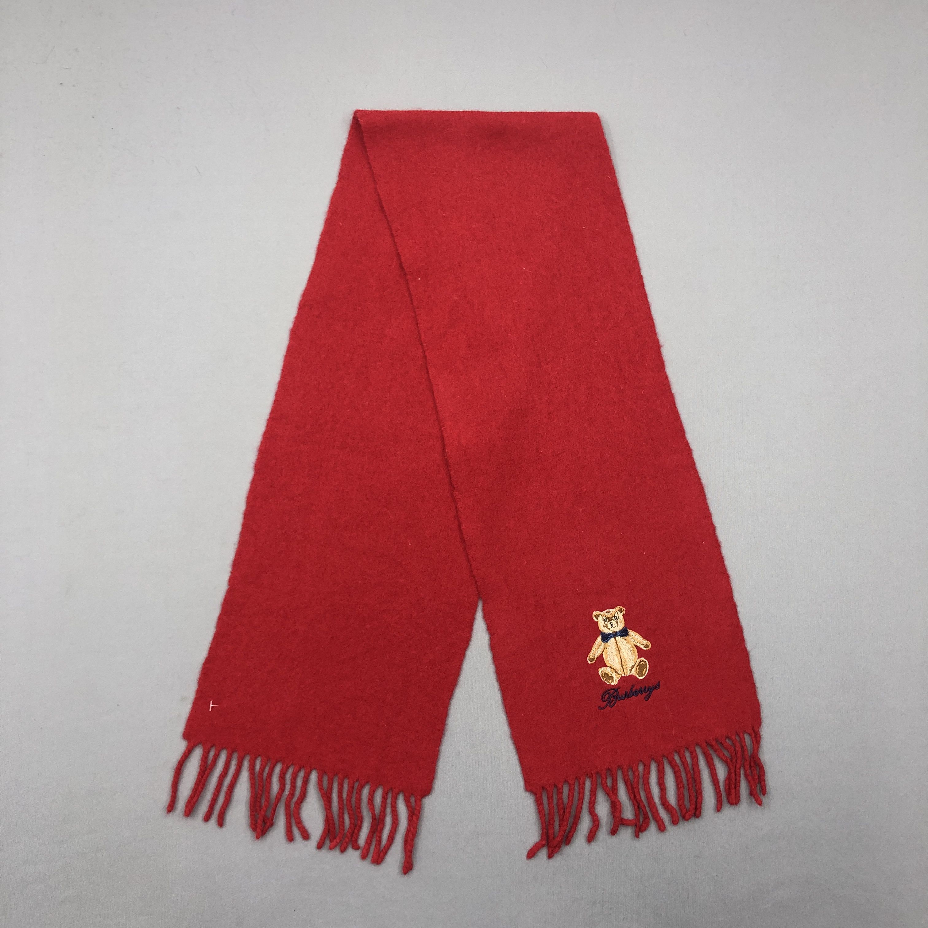 Burberry Vintage Burberry Scarf Burberry's Bear Wool Fringe Scarves Size ONE SIZE - 1 Thumbnail