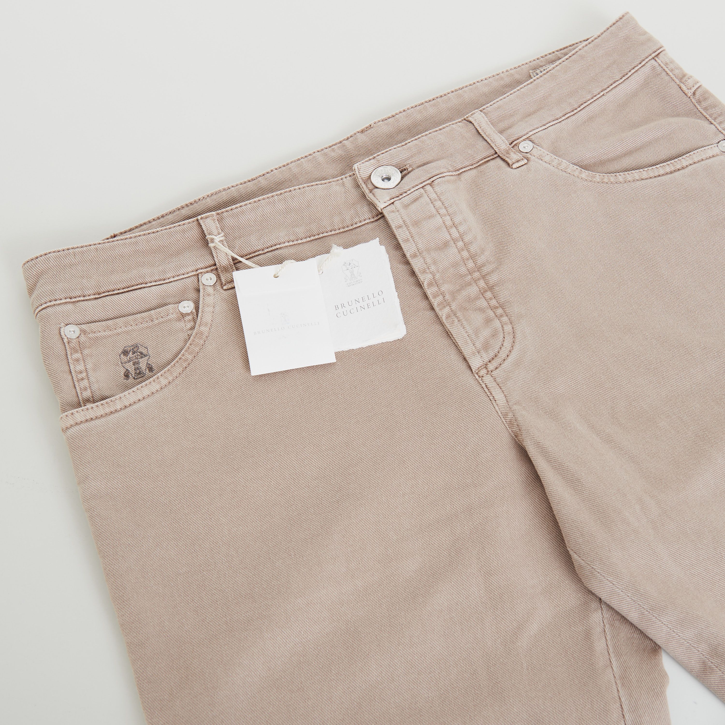 Brunello Cucinelli Light Brown Stretch Denim Trousers - Slim Fit, Five-Pocket Size US 40 / EU 56 - 12 Thumbnail