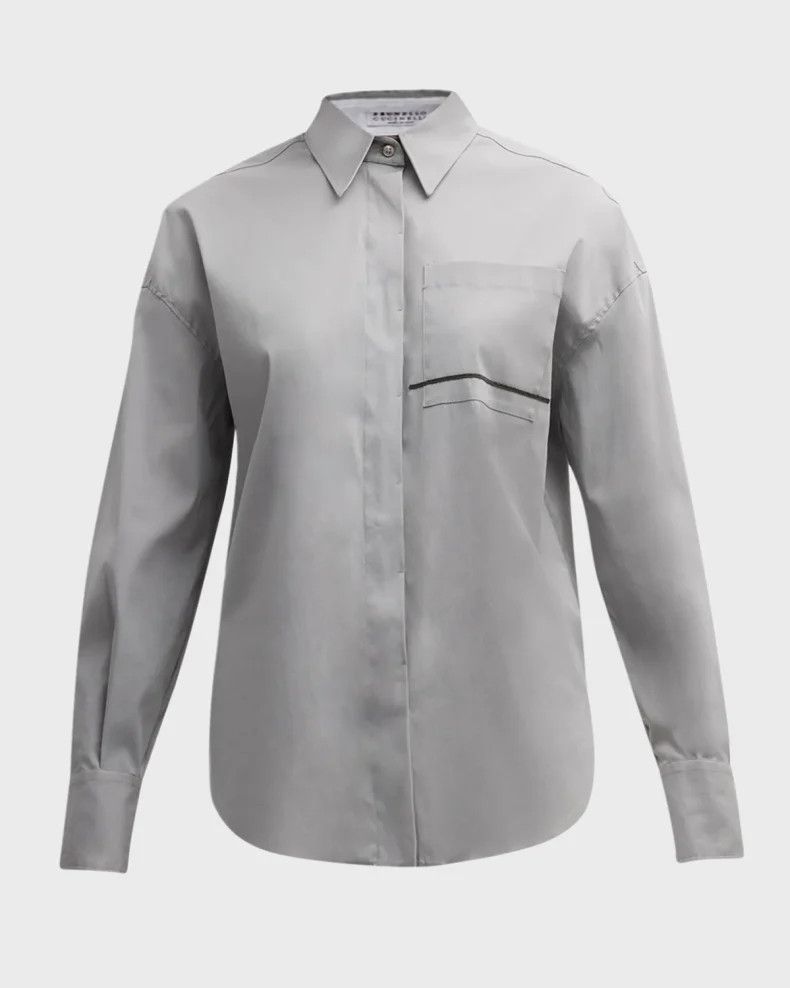 Brunello Cucinelli o1w1db10825 Blouse in Medium Grey Size M / US 6-8 / IT 42-44 - 1 Preview