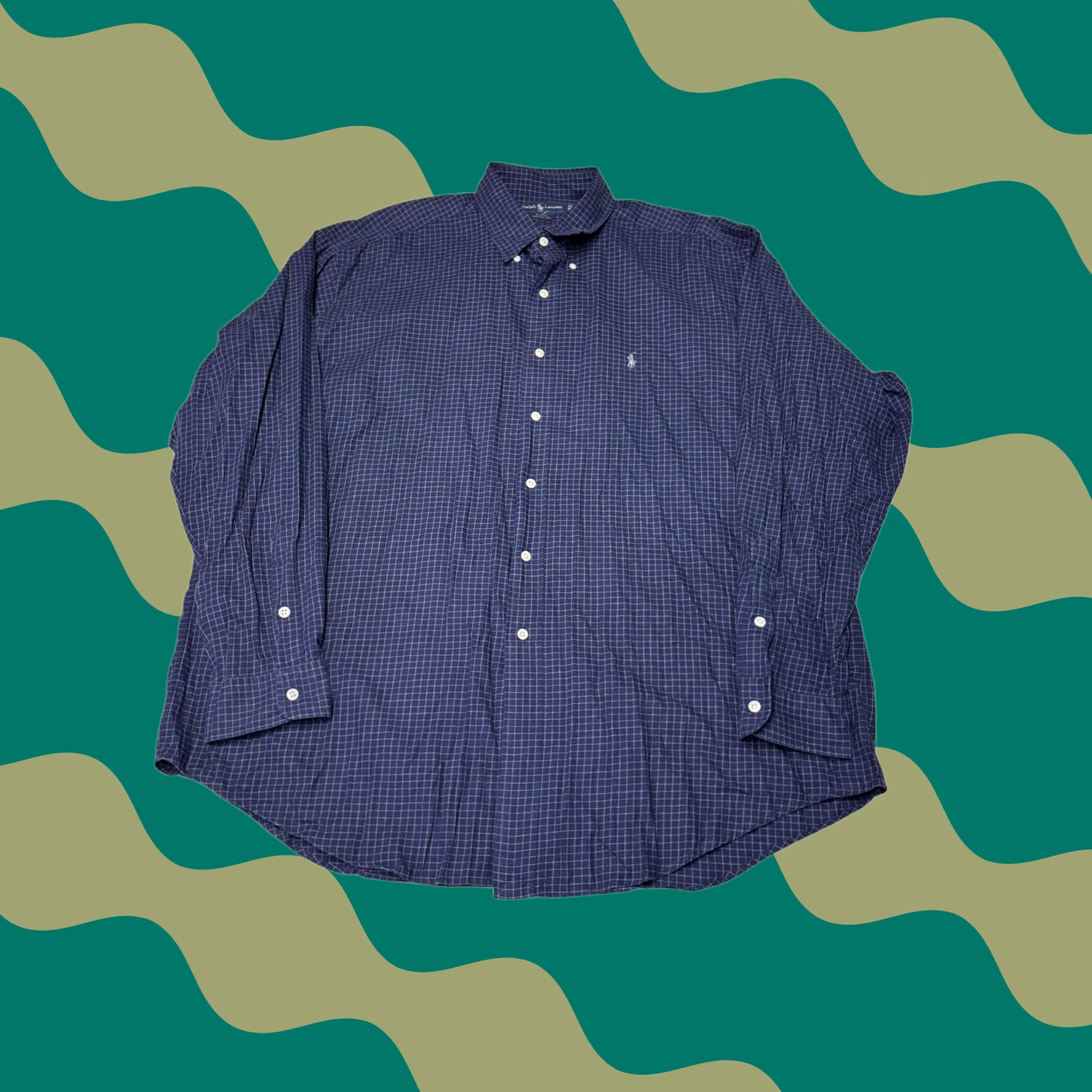 Polo Ralph Lauren Polo Ralph Lauren Blake Mens XL Navy Blue Check Cotton Button-Down Shirt Long Size US XL / EU 56 / 4 - 1 Thumbnail