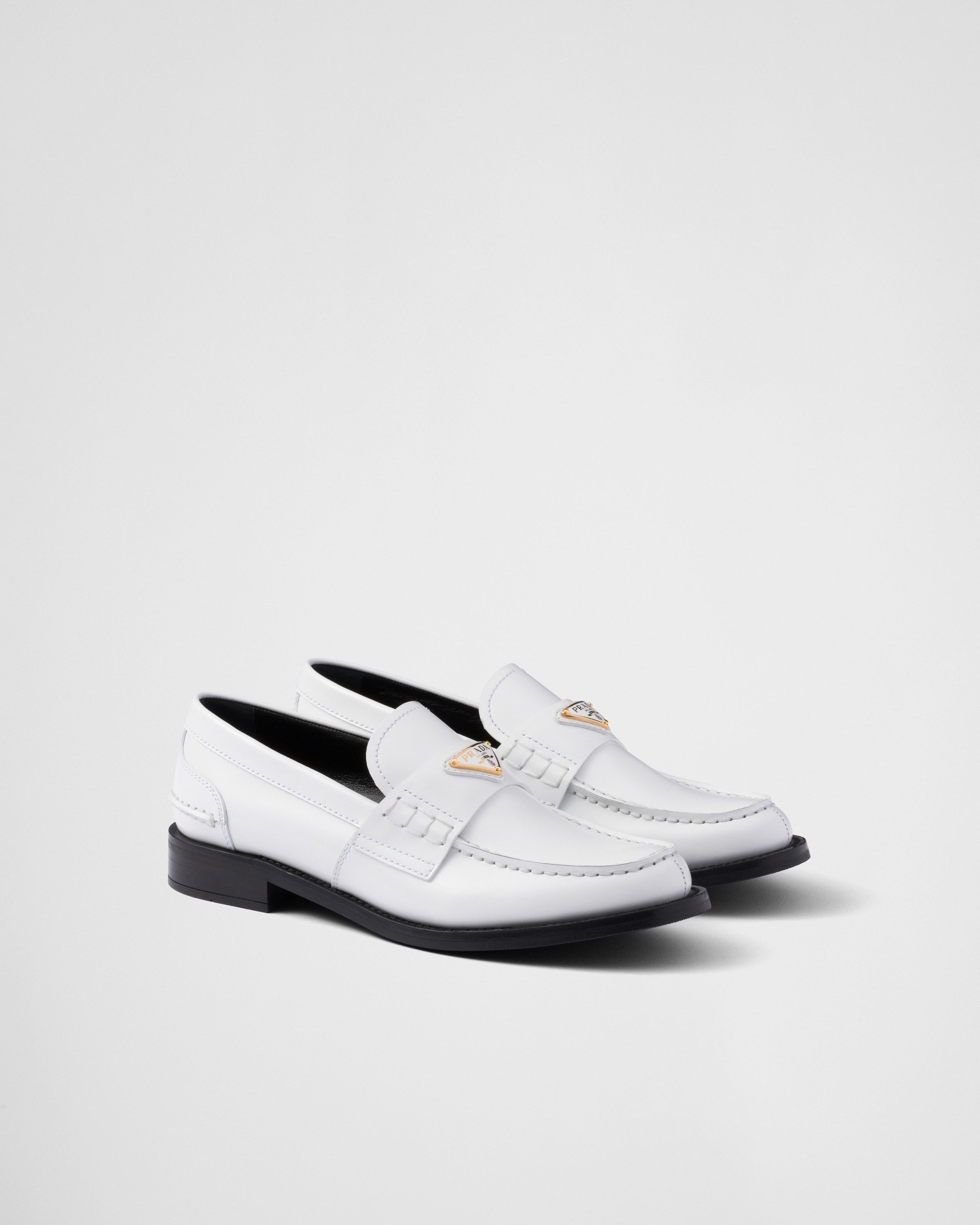 Prada o1la1rc1a0925 Brushed Leather Loafers in White Size US 9 / IT 39 - 1 Thumbnail