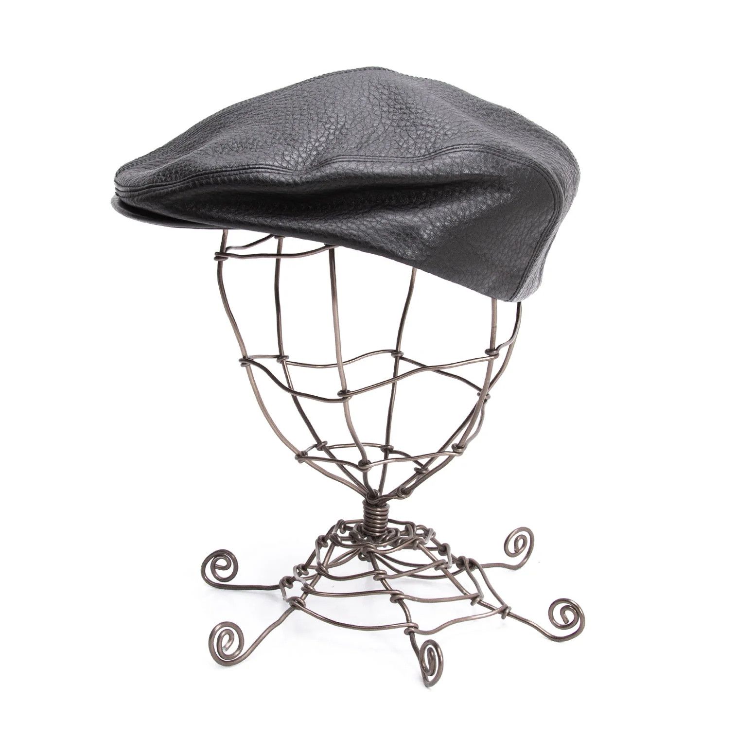 Jean Paul Gaultier Buffalo Embroidered Cow Leather Hunching Hat in Black Size ONE SIZE - 6 Thumbnail