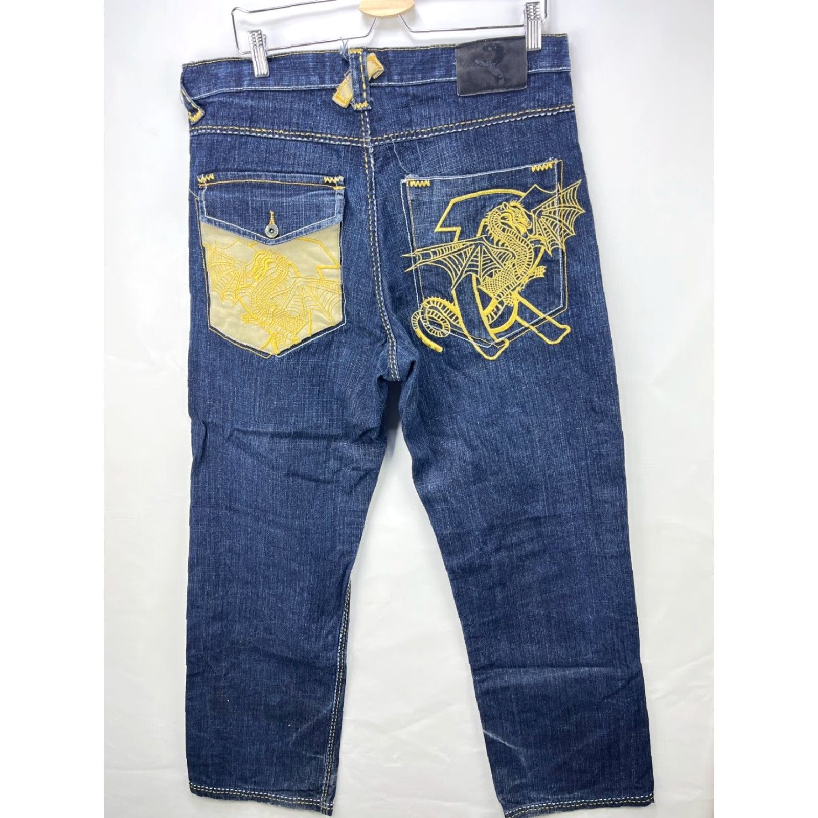 Vintage VINTAGE PACO Jeans Skater 34 x 32 Denim Wide-Leg Men Blue Refuse Baggy Dragon Embroidered Size US 34 / EU 50 - 2 Thumbnail