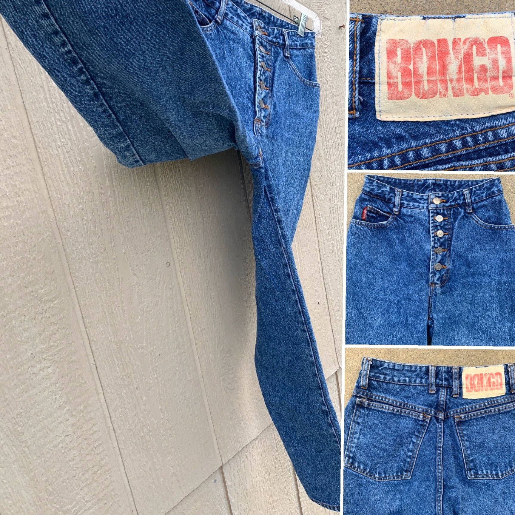 Vintage VINTAGE Bongo Jeans Exposed Button Fly Acid Wash Stone Wash 7 26” Waist 1980s 1990s Denim Mens/Unisex Skinny? (Cannot determine gender from title) Size 28" / US 6 / IT 42 - 5 Thumbnail