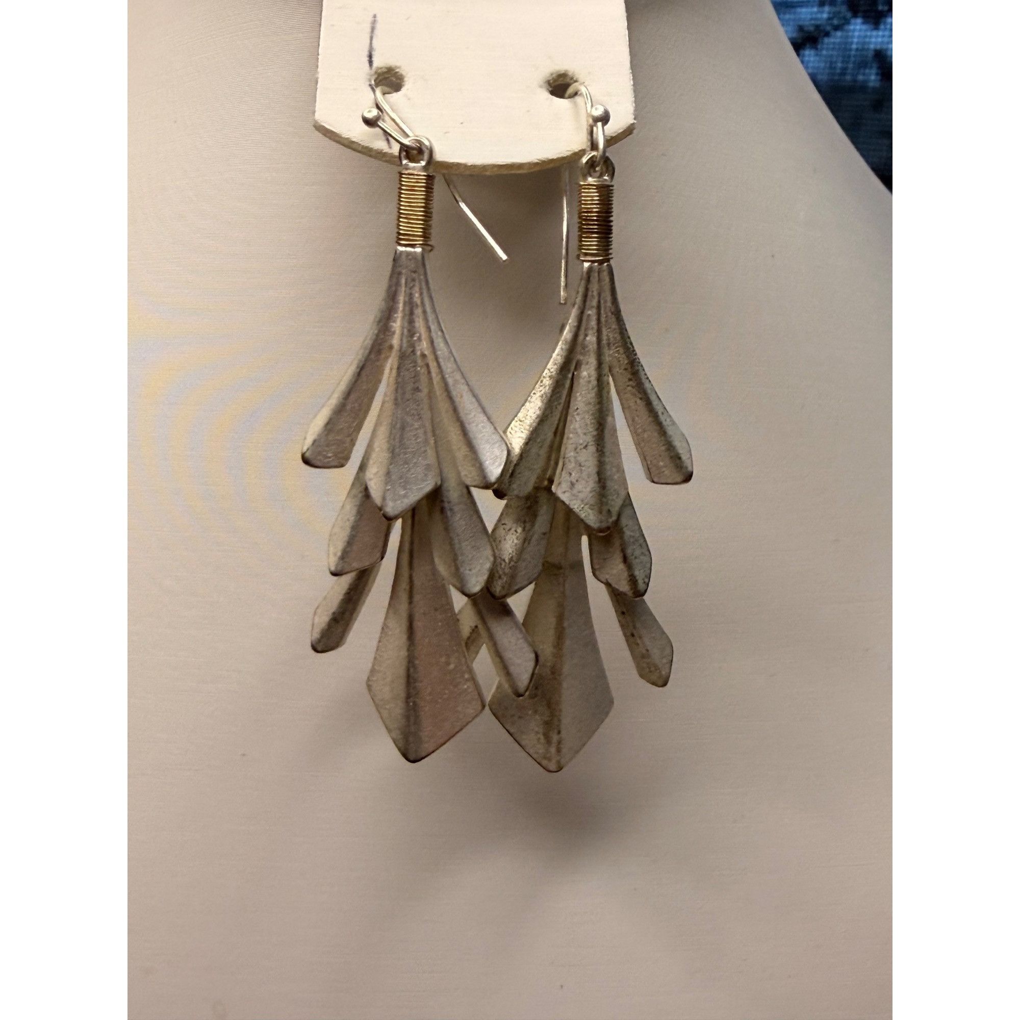 Other Silver-Tone Layered Drop Earrings With Geometric Design For Size ONE SIZE - 5 Thumbnail