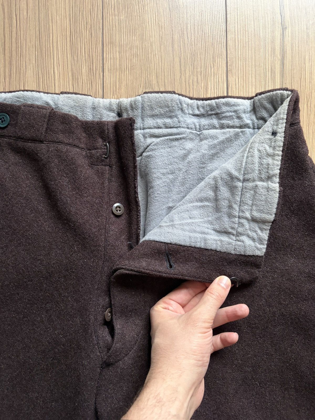Vintage 40-50's Heavy Brown Wool Cotton Lined European Work Pants Size US 36 / EU 52 - 9 Thumbnail