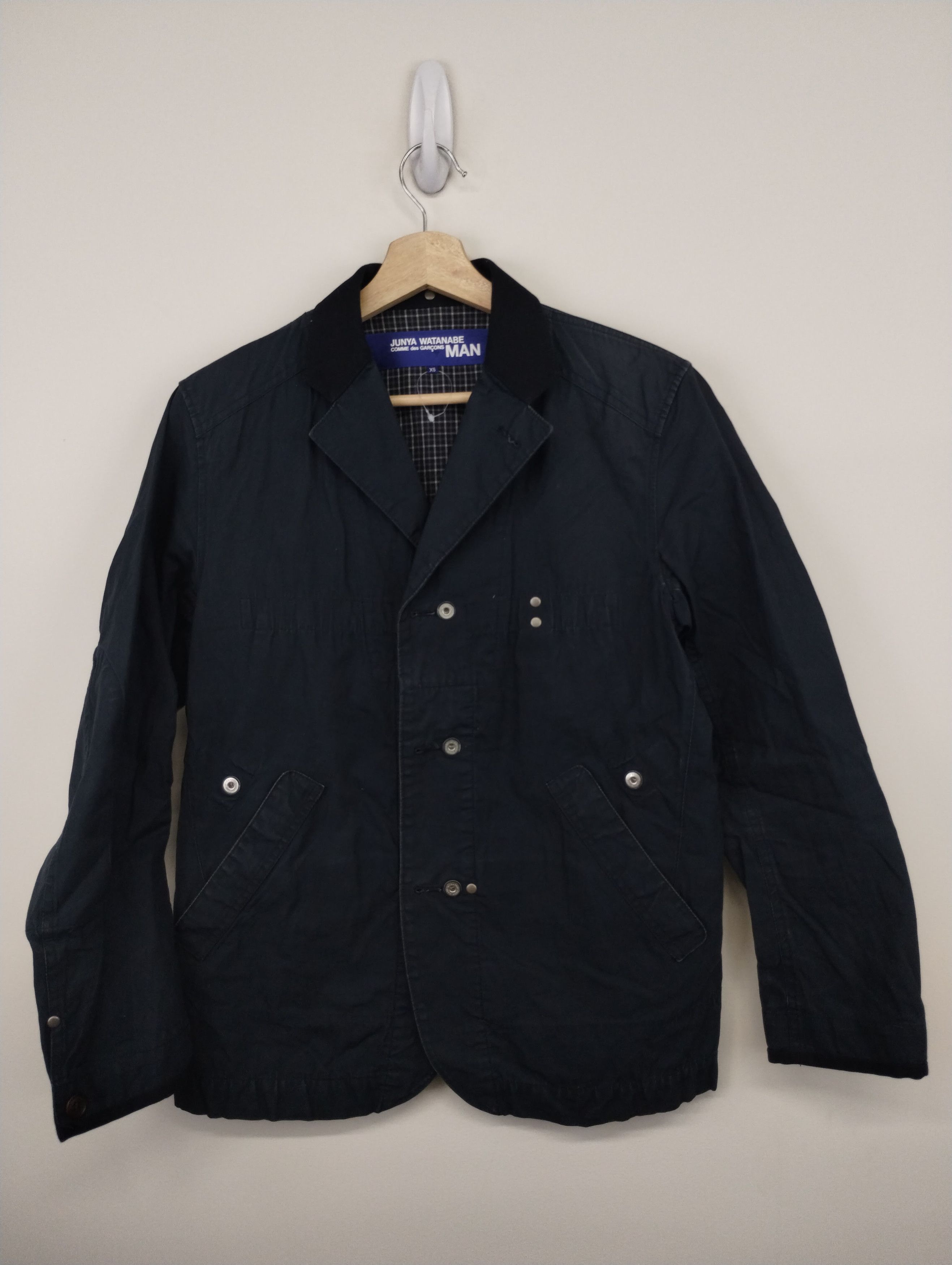 image of Comme Des Garcons x Junya Watanabe Seil Marschall Reconstructed Blazer in Navy, Men's (Size XS)
