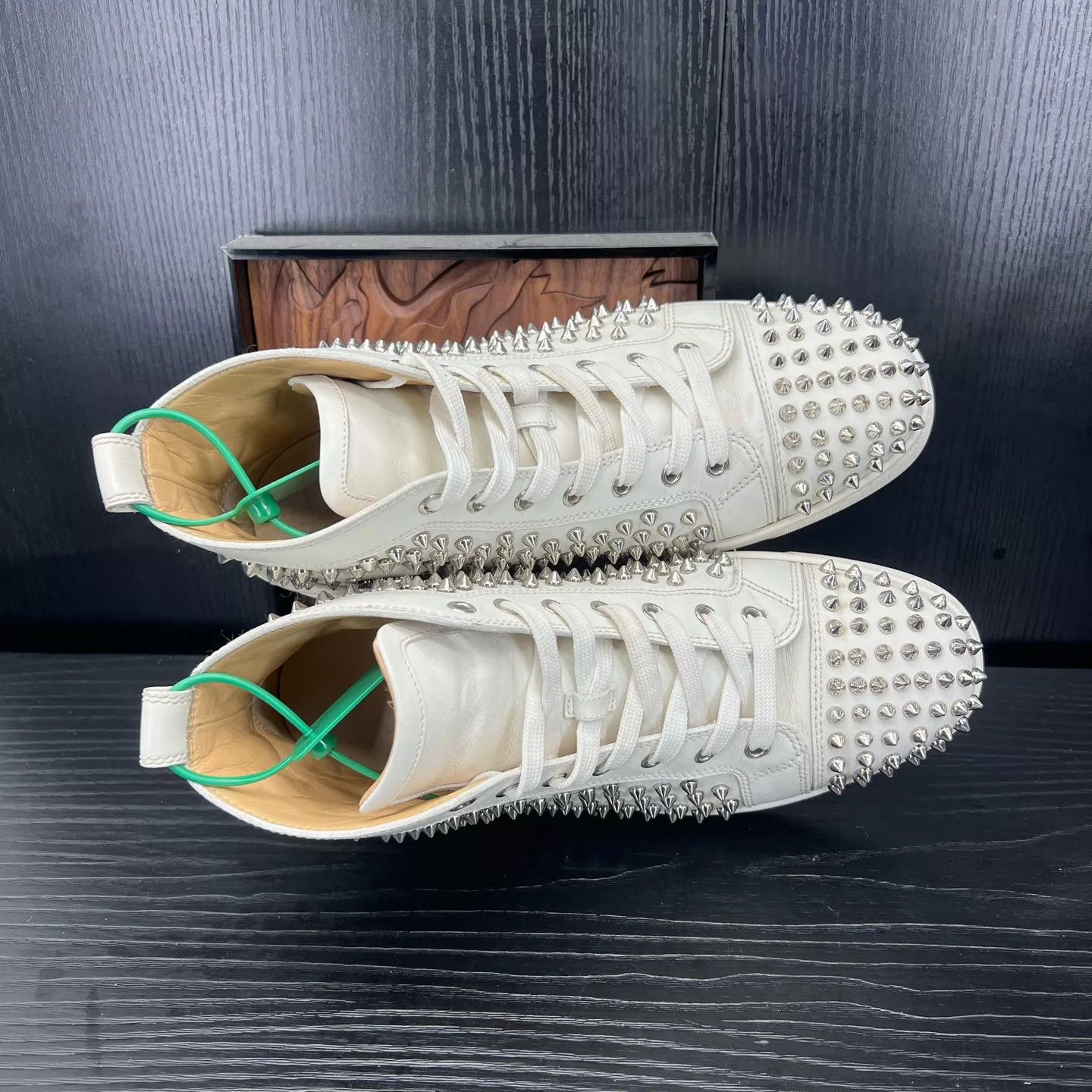 Christian Louboutin cl high-top silver rivet sneakers 42 worn a few times Size US 9 / EU 42 - 6 Thumbnail