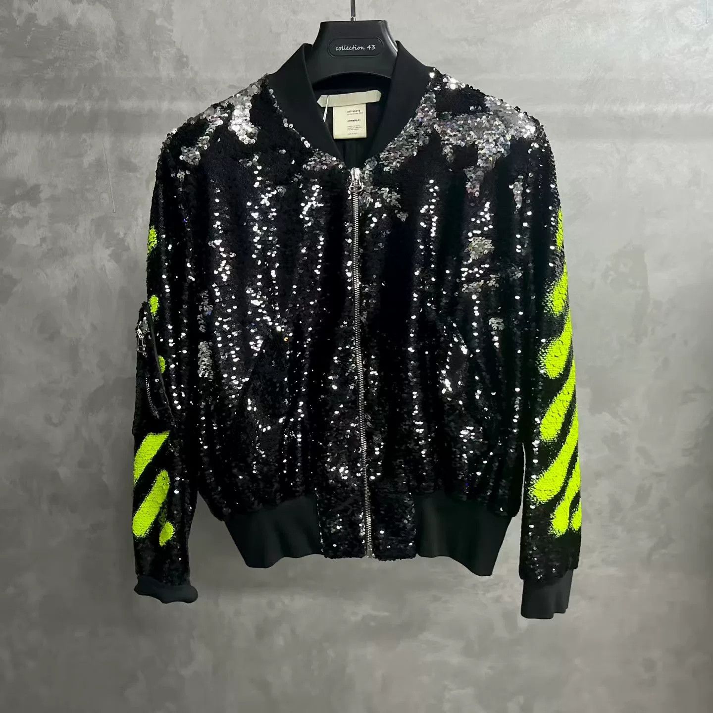 Balenciaga Off-White Sequin Bomber Jacket Size US M / EU 48-50 / 2 - 1 Thumbnail