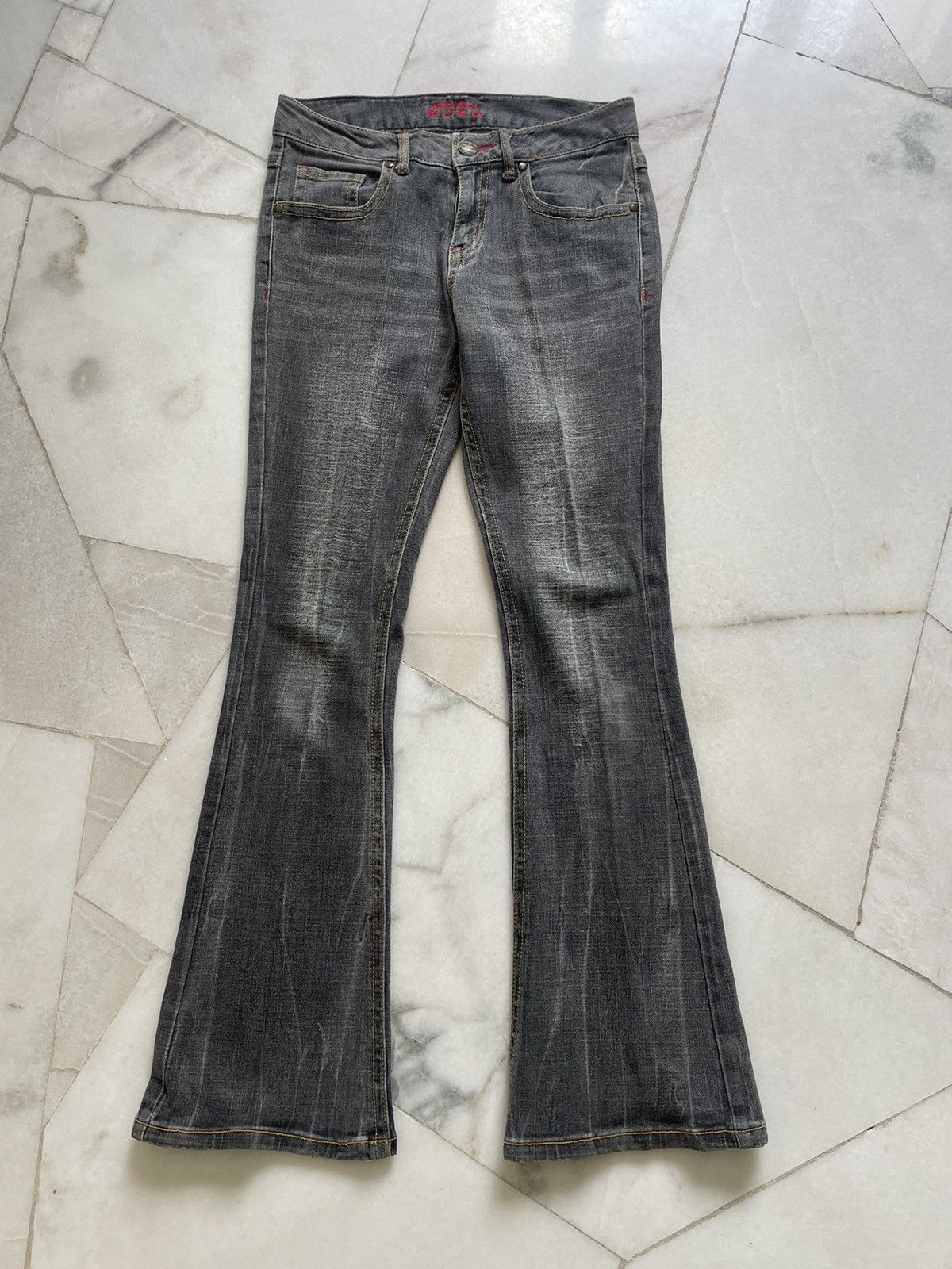 If Six Was Nine BCBG Skull Cross Flared Jeans Size US 29 - 2 Thumbnail