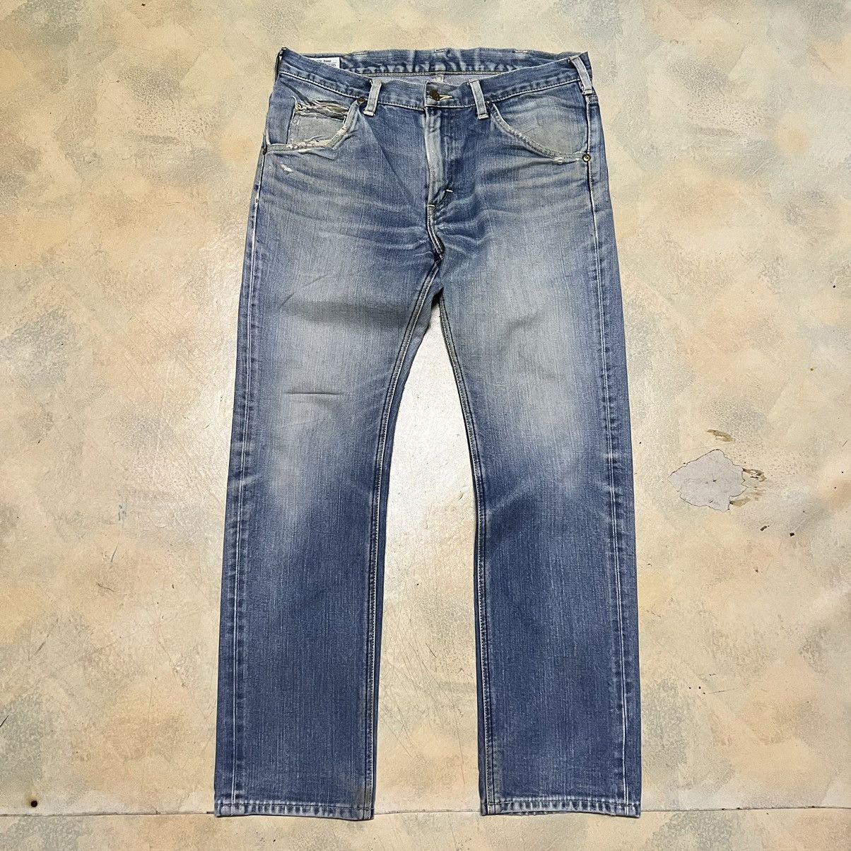 image of Vintage Lee Riders Distressed Denim Jeans in Blue, Men's (Size 33)