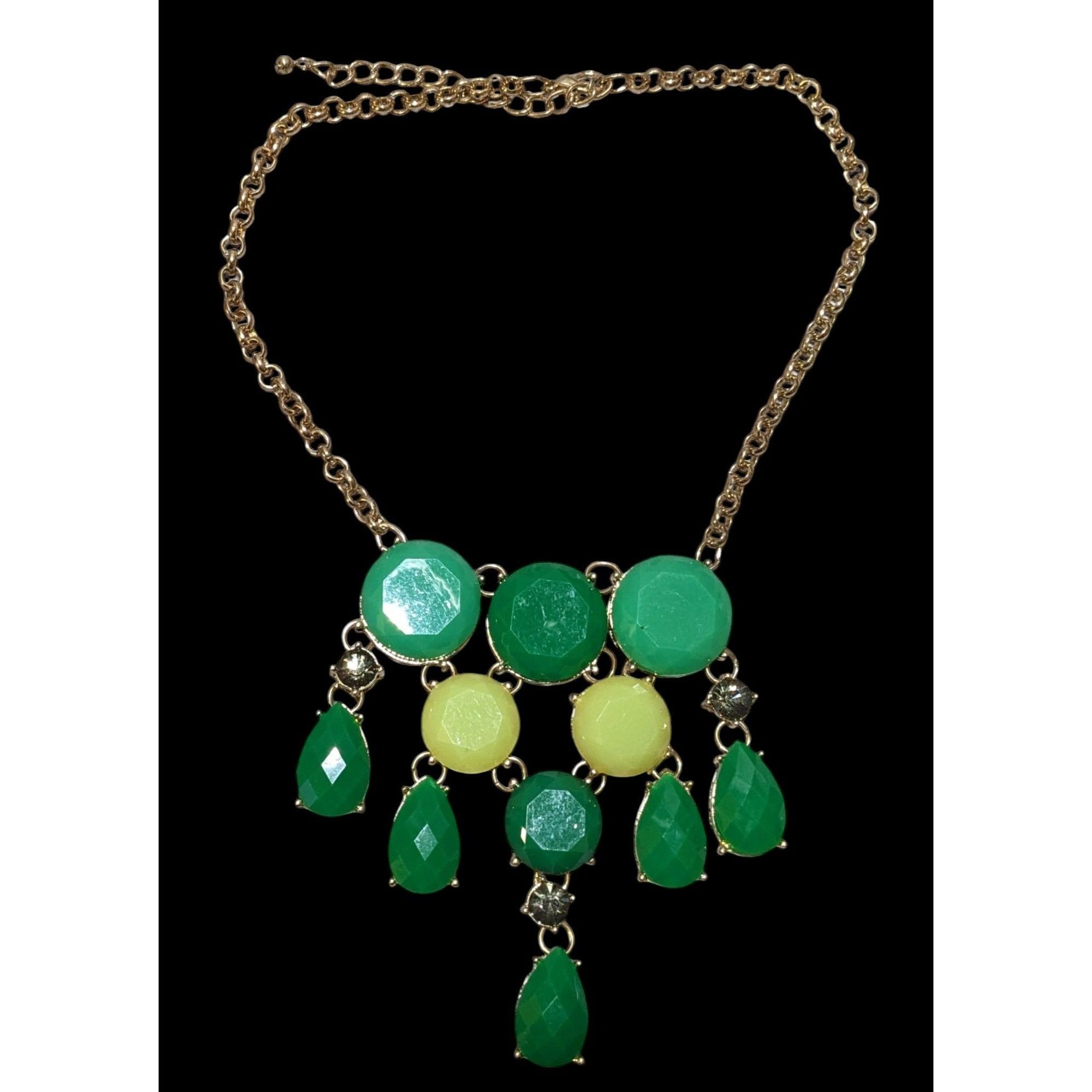 Other Y2K Glam Green Gemmed Fringe Statement Necklace Size ONE SIZE - 1 Thumbnail
