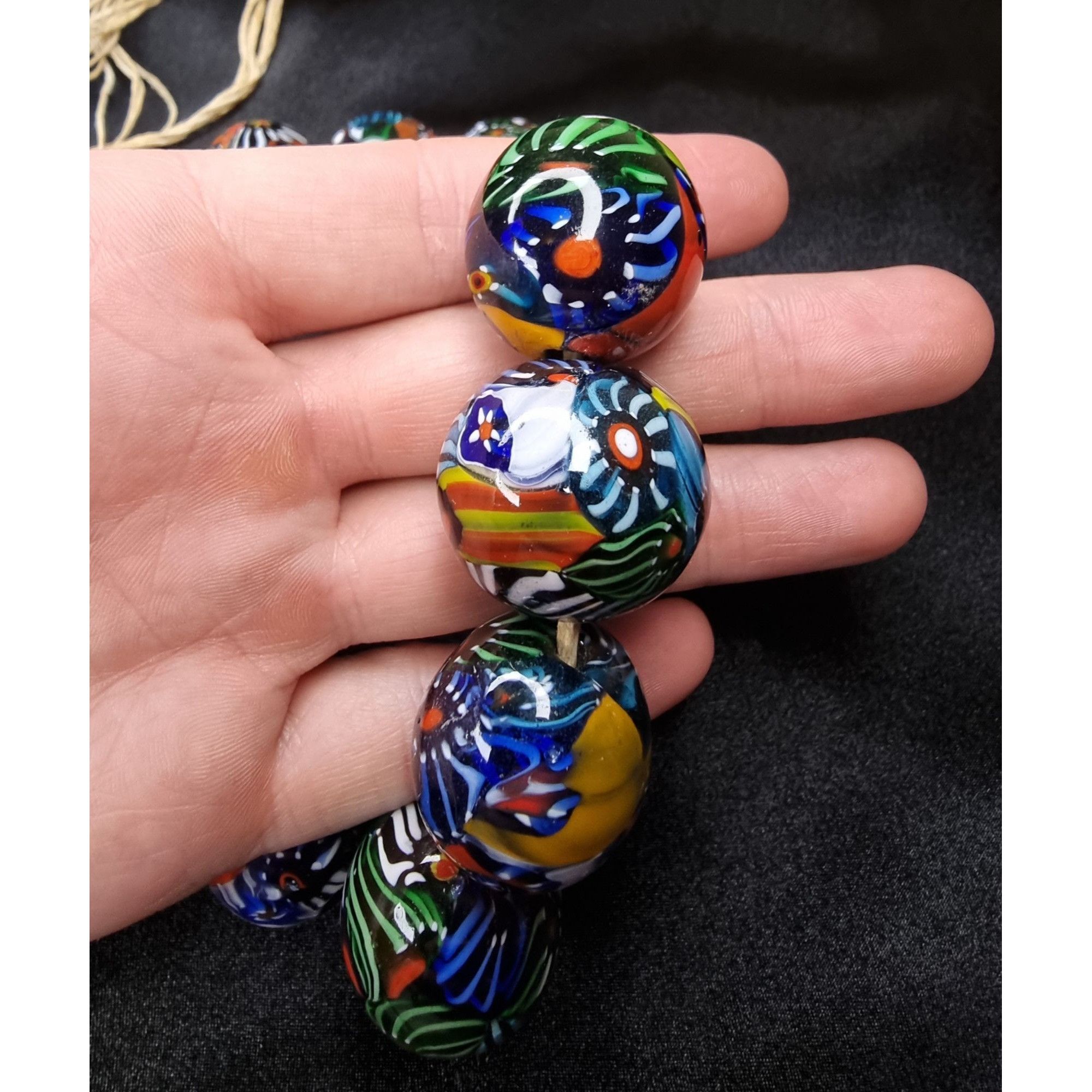 Vintage Rare Find Vintage Large Venetian Millefiori Glass Bead Choke Size ONE SIZE - 7 Thumbnail