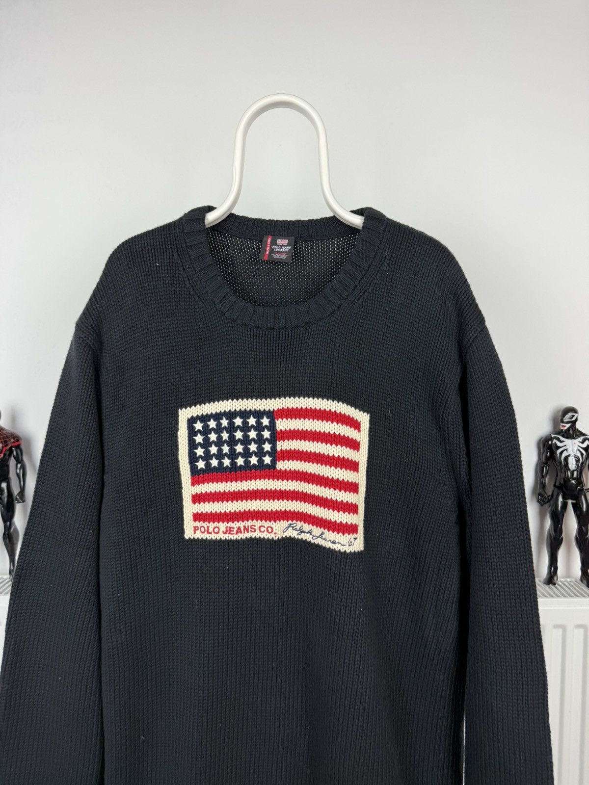 Polo Ralph Lauren × Vintage Vintage Polo Ralph Lauren Big Logo USA Flag Sweater Wool Size US XL / EU 56 / 4 - 2 Thumbnail