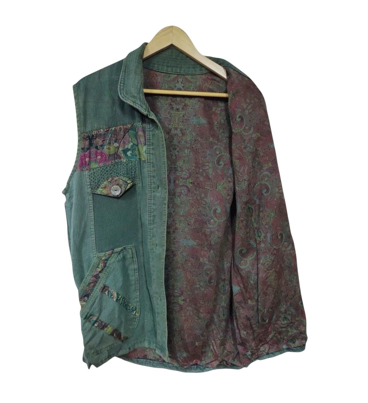 Art Comes First Vintage Vest Patchwork Flora Design Size US L / EU 52-54 / 3 - 3 Thumbnail
