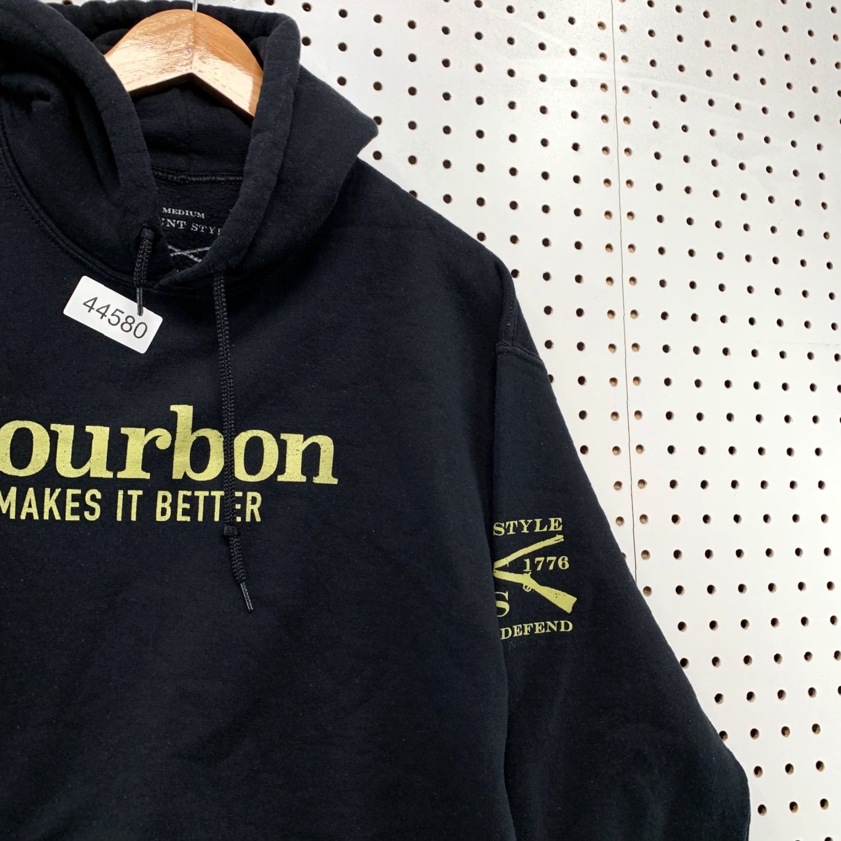 Vintage Grunt Style Sweatshirt Mens Medium Hoodie Black Boubon Makes It Better USA Flag Size US M / EU 48-50 / 2 - 6 Thumbnail