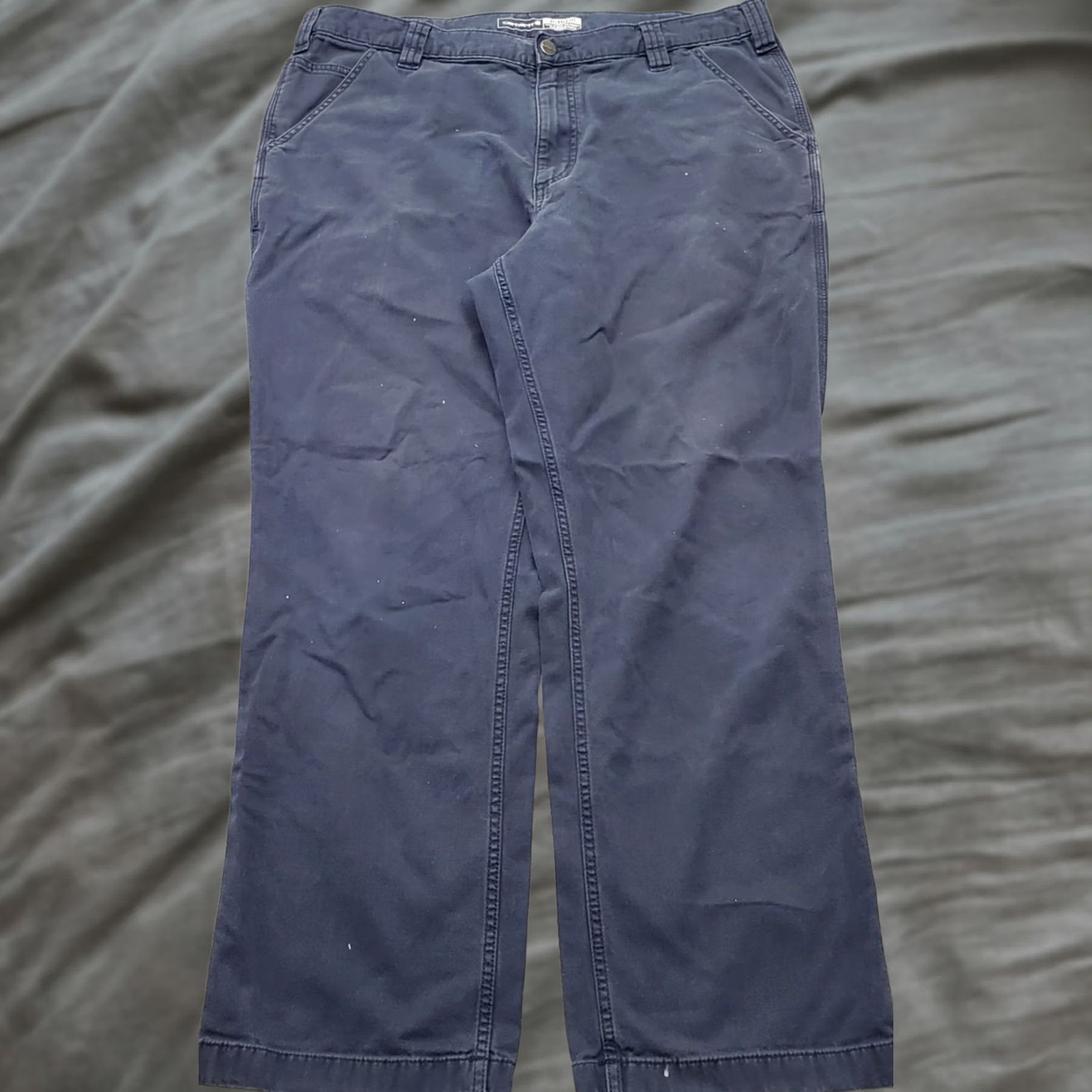 Carhartt Carhartt Work Pants Mens 38x30 Navy Canvas Rugged Flex Relaxed Fit Straight Leg Mens Size 38 Navy Carhartt Work Pants Size US 38 / EU 54 - 1 Thumbnail