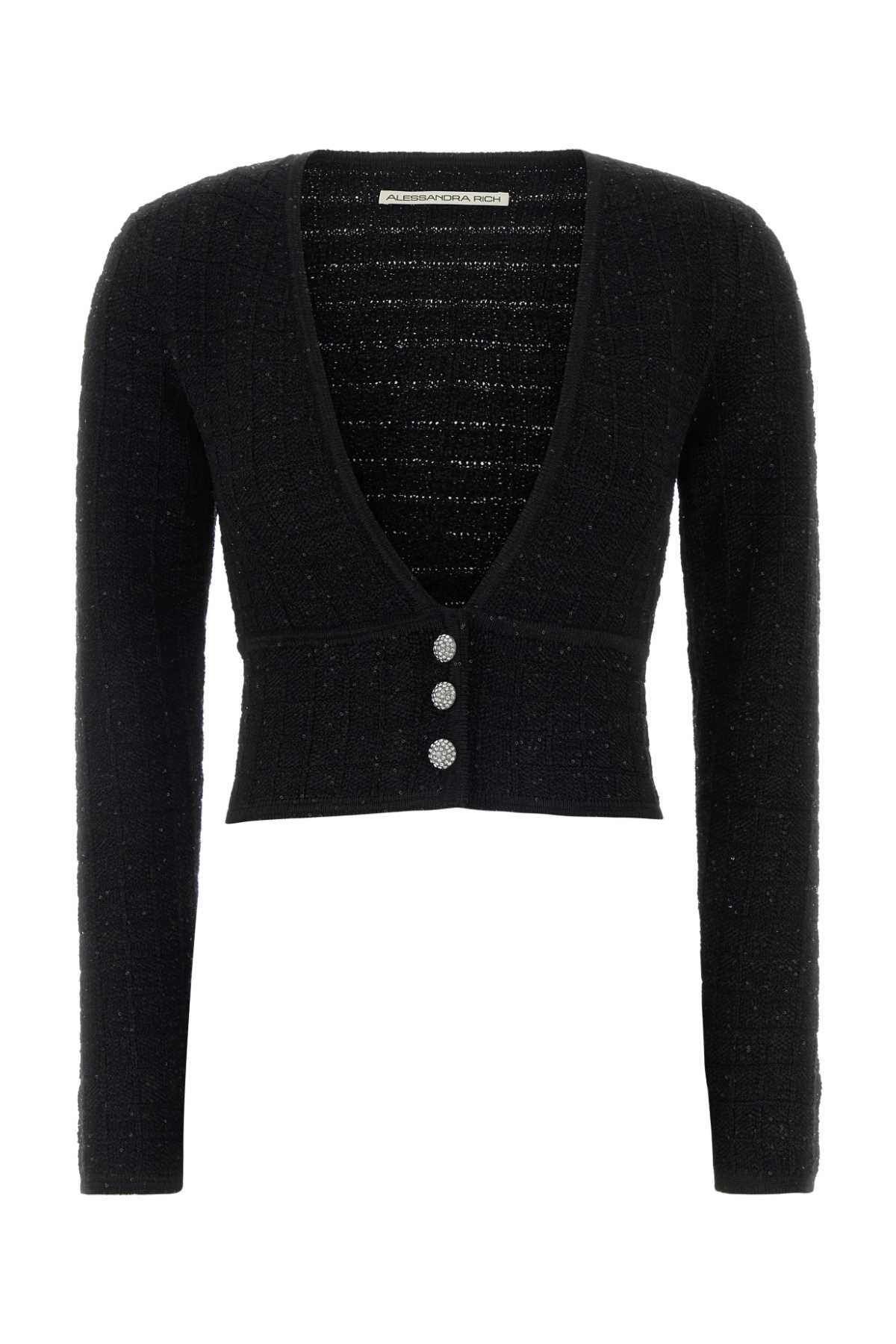 Alessandra Rich Black Boucle Cardigan Size S / US 4 / IT 40 - 1 Thumbnail