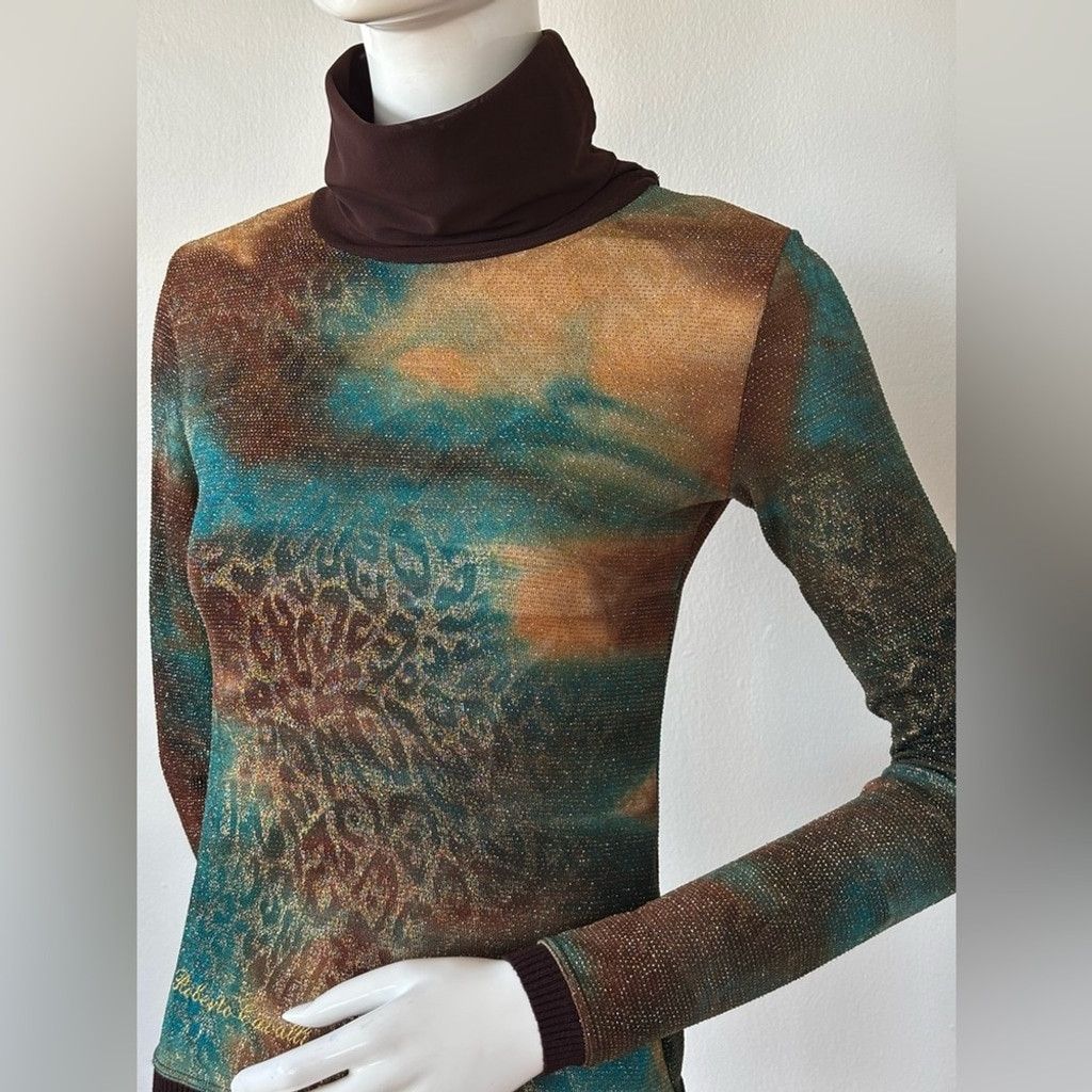 Roberto Cavalli Roberto Cavalli Vintage Lurex Turtleneck Top Size S / US 4 / IT 40 - 3 Thumbnail