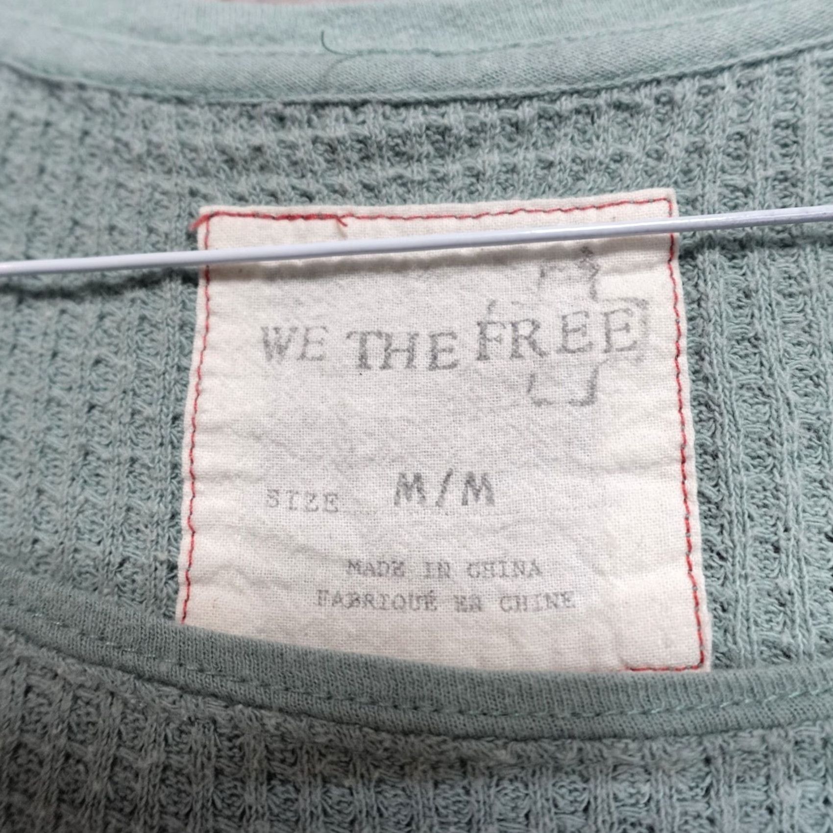 Free People Free People Top M Blue Teal Colorblock Long Sleeve Thermal Waffle Pocket Shirt Womens Size M / US 6-8 / IT 42-44 - 2 Thumbnail