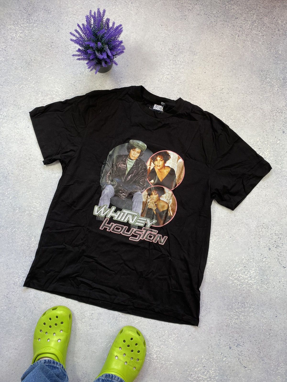 Designer × Other Whitney Houston Men’s Black T-shirt With Big Centre Logo Size US XXL / EU 58 / 5 - 1 Thumbnail