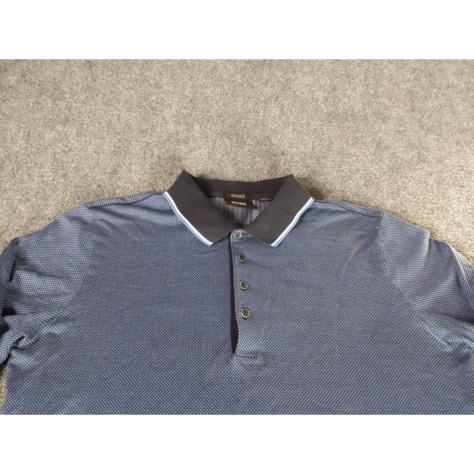 Hugo Boss Hugo Boss Polo Men Sz M Blue Long Sleeve Chevron Designer Wo Size US M / EU 48-50 / 2 - 2 Thumbnail