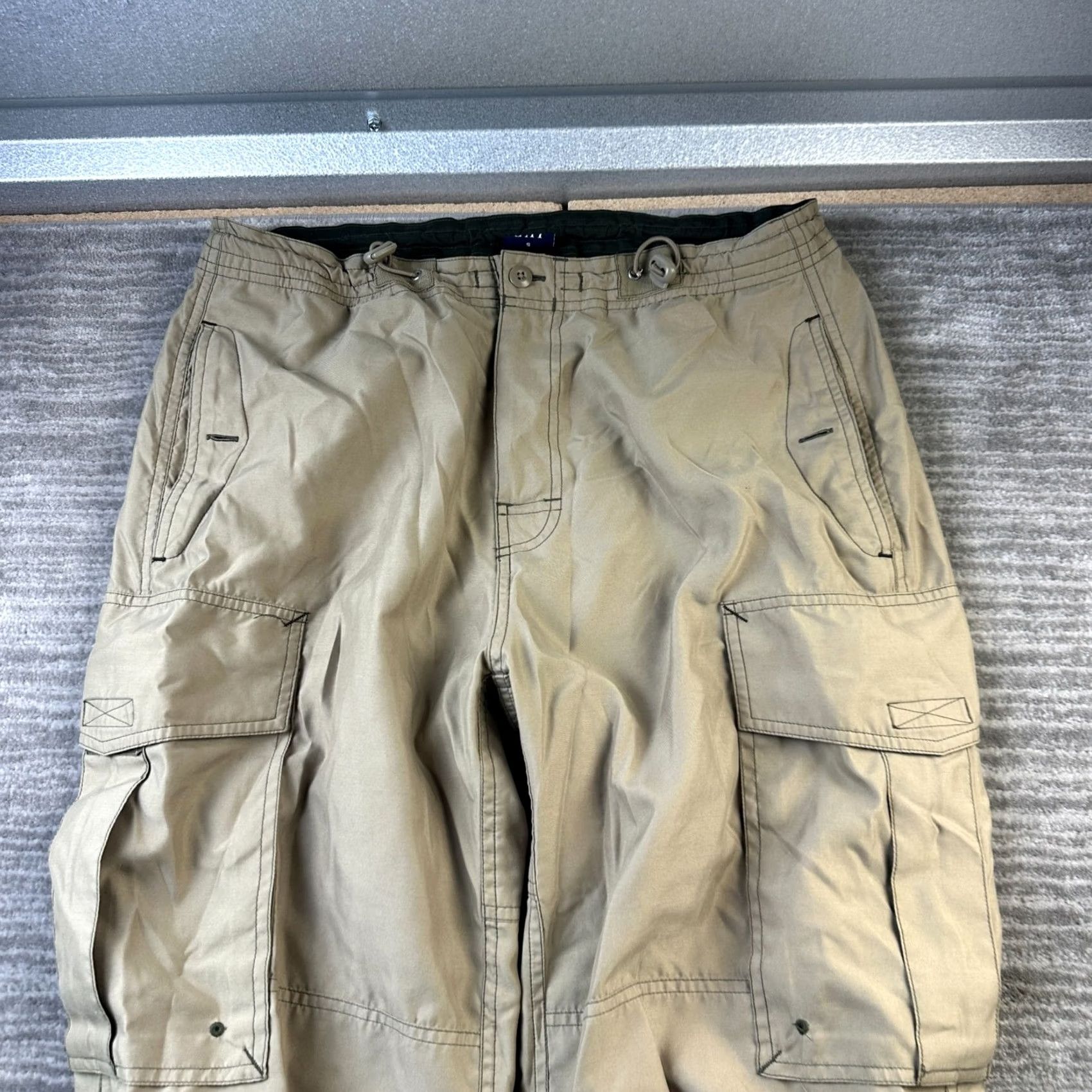 Gap VINTAGE Gap Pants Mens Small Beige Tan Paratrooper Cargo Pants Army Baggy Wide Leg Cargo Pocket 5-Pocket Design 29in Inseam Men Size US 29 - 3 Thumbnail