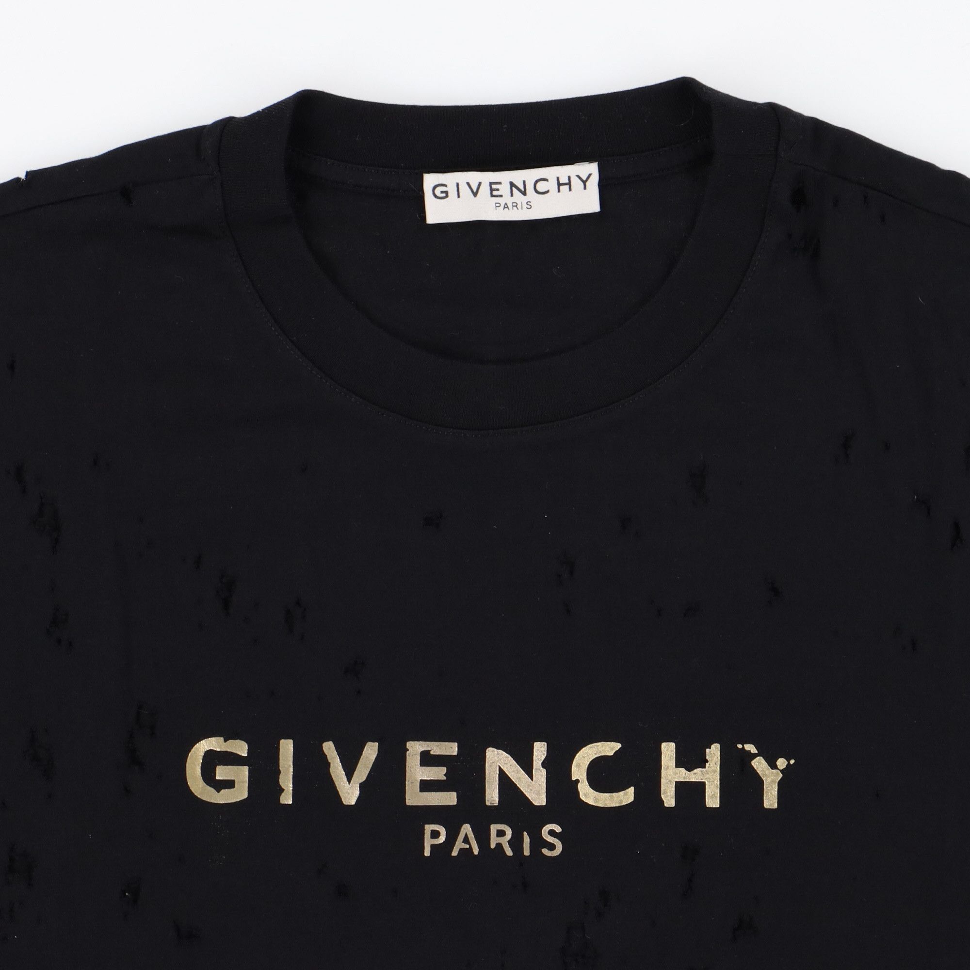 Givenchy Black Distressed Gold Blurred Logo T-Shirt Size US M / EU 48-50 / 2 - 5 Thumbnail