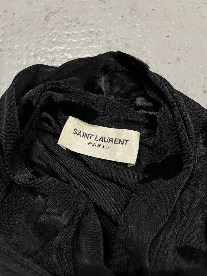 Saint Laurent Paris FW2023 Saint Laurent Velvet Butterfly Motifs Black Transparent Turtle Neck Longsleeve Top Size S / US 4 / IT 40 - 9 Thumbnail