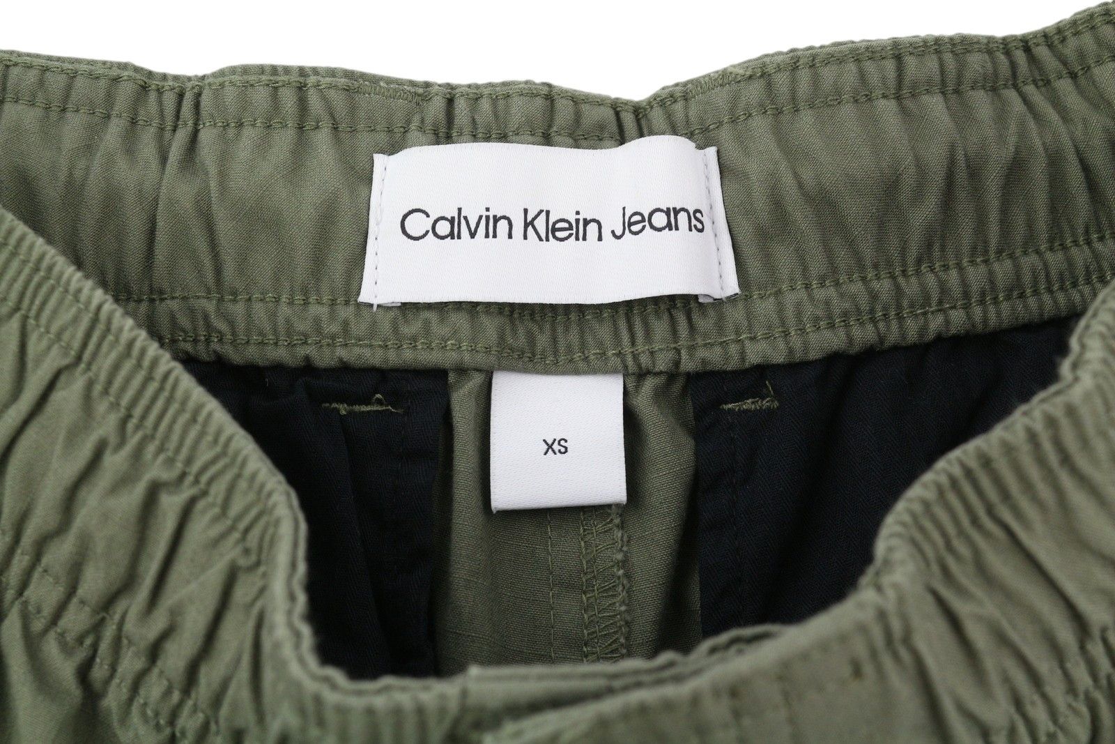 Calvin Klein ESSENTIAL REGULAR XS Green Cargo Waist Logo Trousers 85166 Size US 31 - 6 Thumbnail