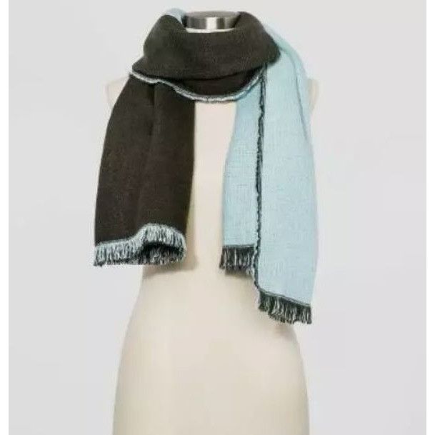 Other Women's Oblong Block Scarf by a new day Light Blue & Dark Br Size ONE SIZE - 1 Preview
