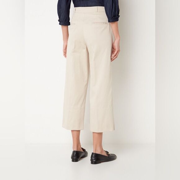 Max Mara S Maxmara beige pleated wide leg crop pants 4 small Size 27" / US 4 / IT 40 - 15 Thumbnail