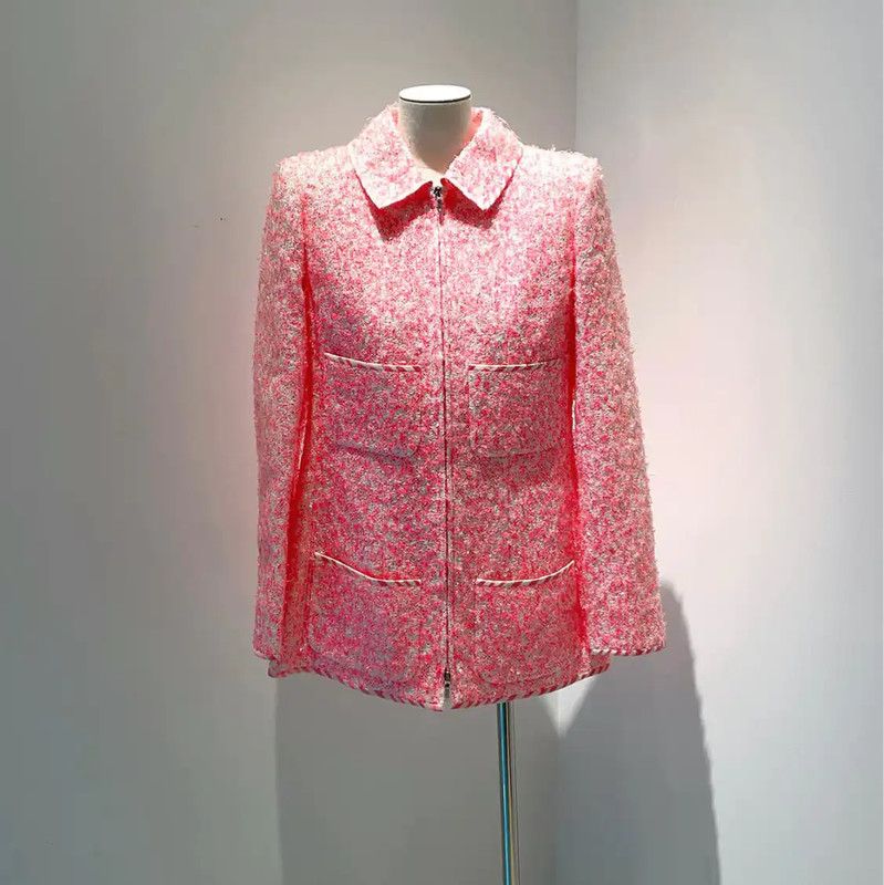 Chanel Chanel Pink Polyester Women's Jacket 0089 Size S / US 4 / IT 40 - 1 Thumbnail