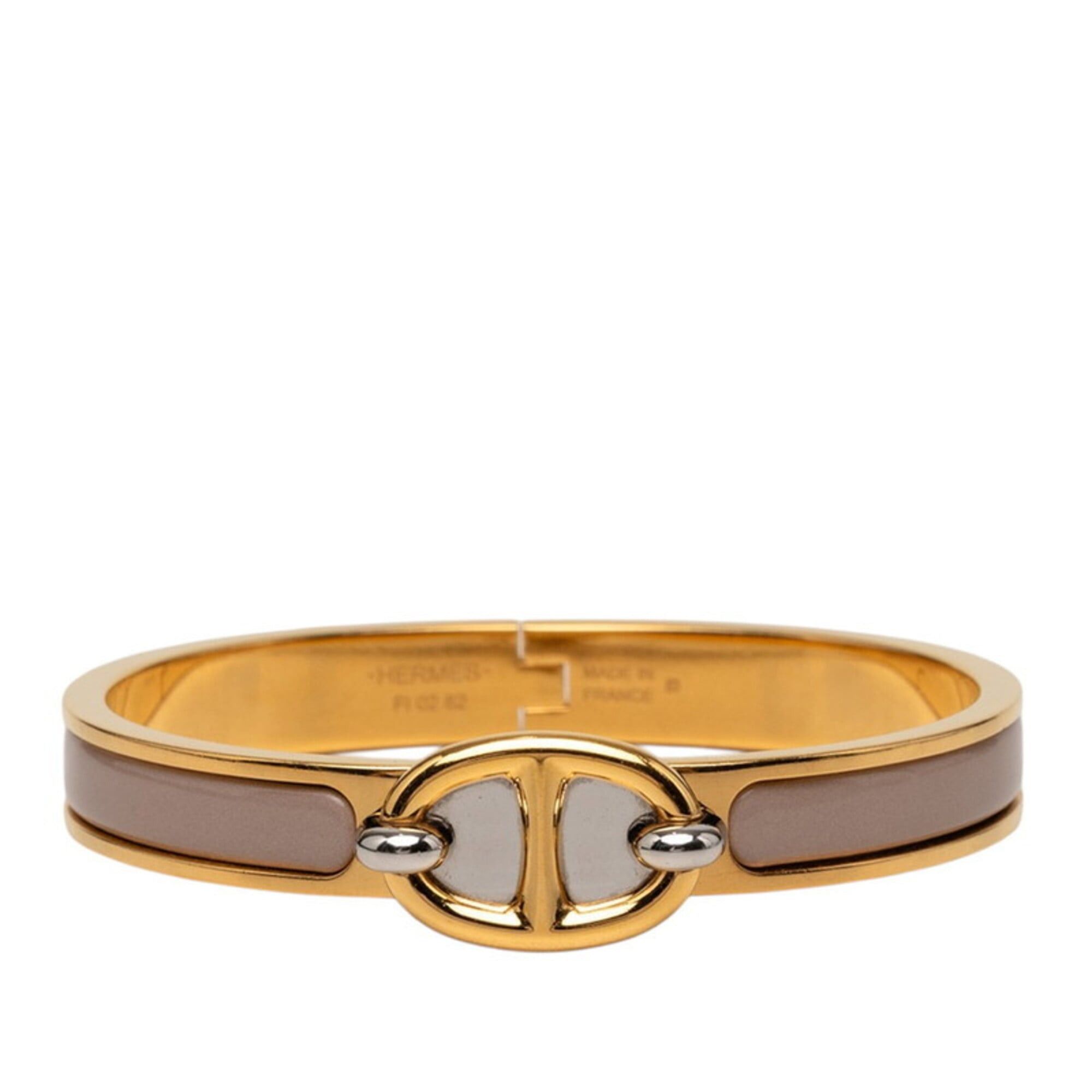 Hermes Hermes Mini Click Chaine d'Ancre PM Bracelet, Gold, Marron Glacé, Greige Plated Enamel, Women's HERMES Size ONE SIZE - 1 Thumbnail