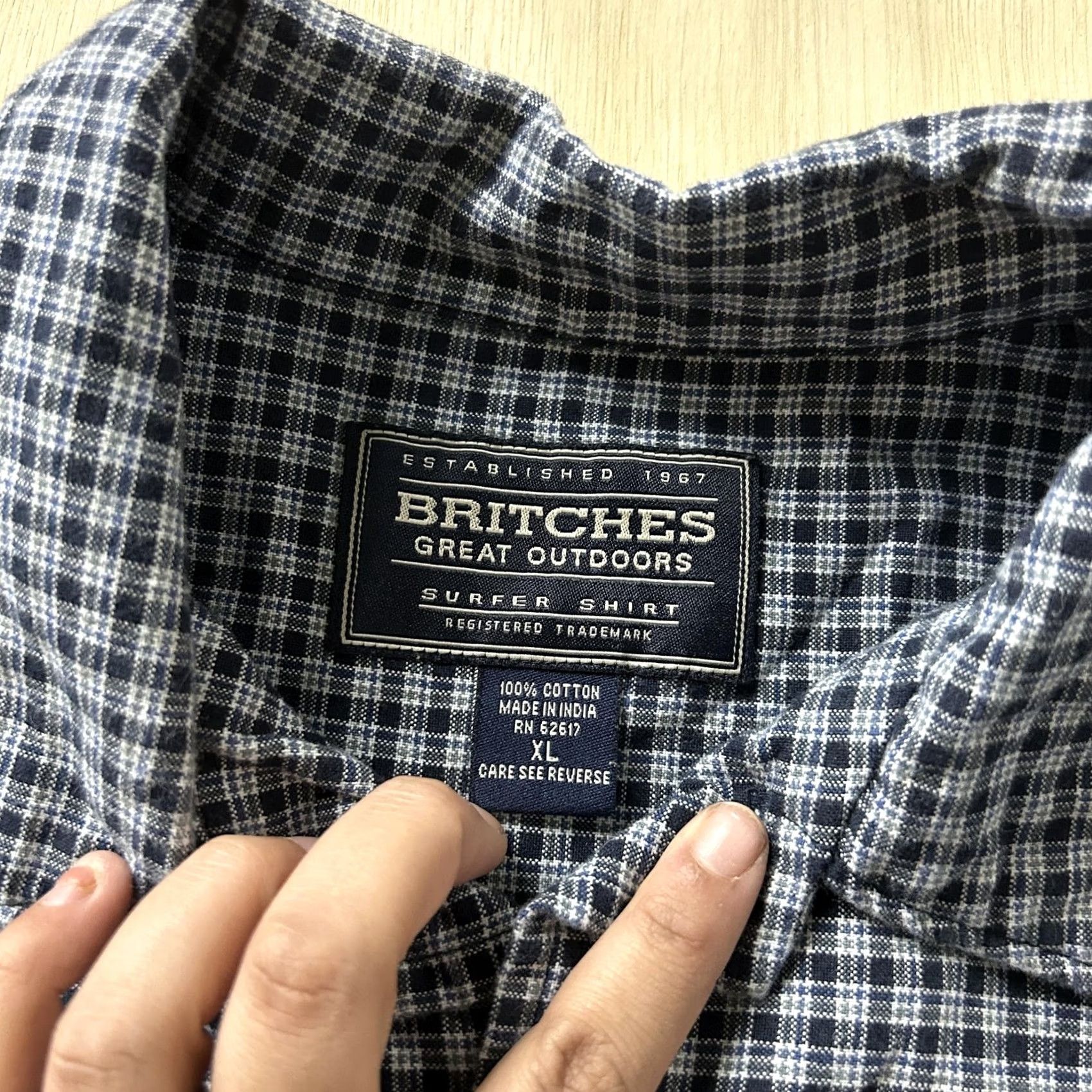 Greats Britches Great Outdoors Shirt Mens XL Blue Check Long Sleeve Button Up Casual Size US XL / EU 56 / 4 - 2 Thumbnail