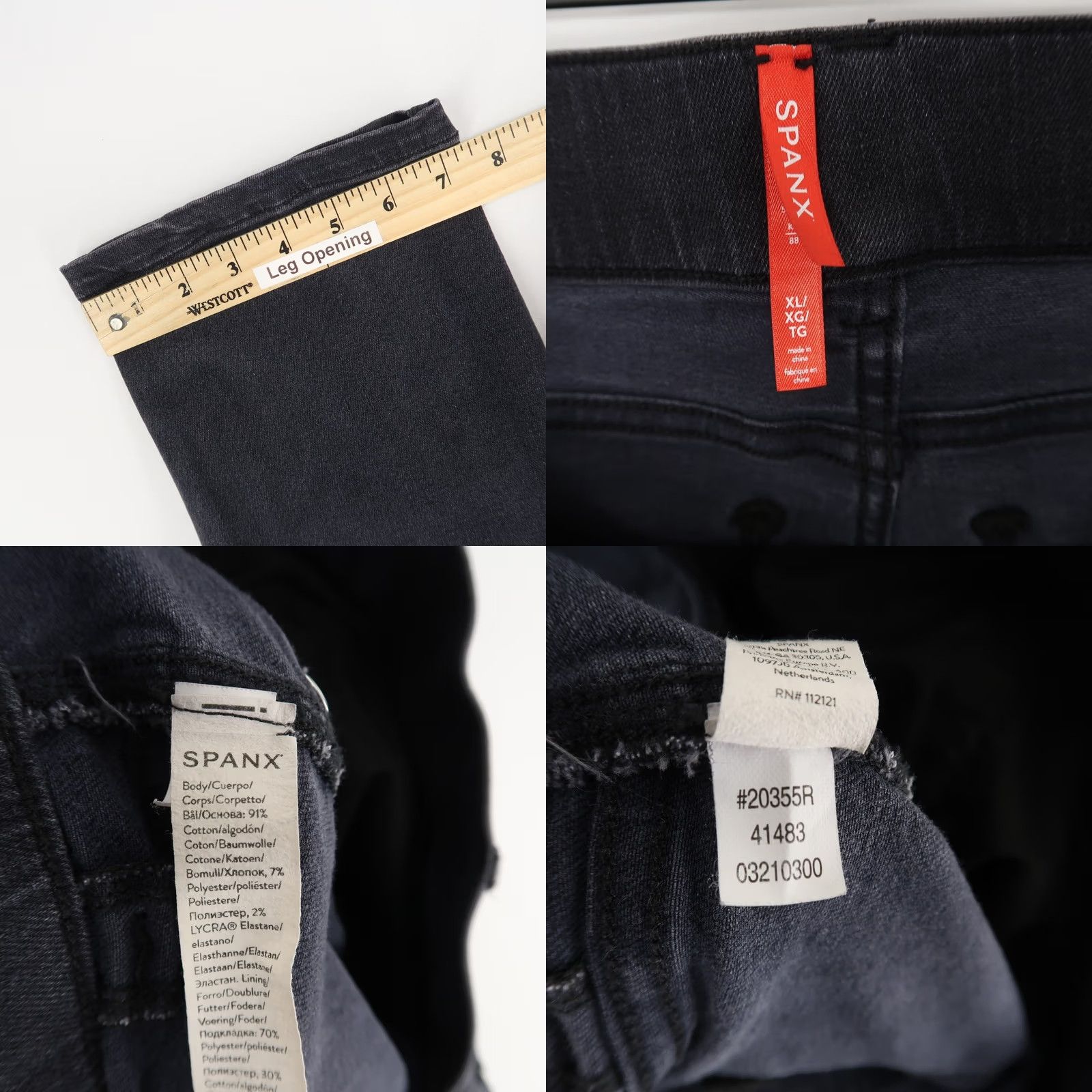 Spanx Spanx Ankle Straight Jeans Womens XL Washed Black Stretch Denim Pull On High Rise Shaping Size 40" / US 18 - 8 Thumbnail