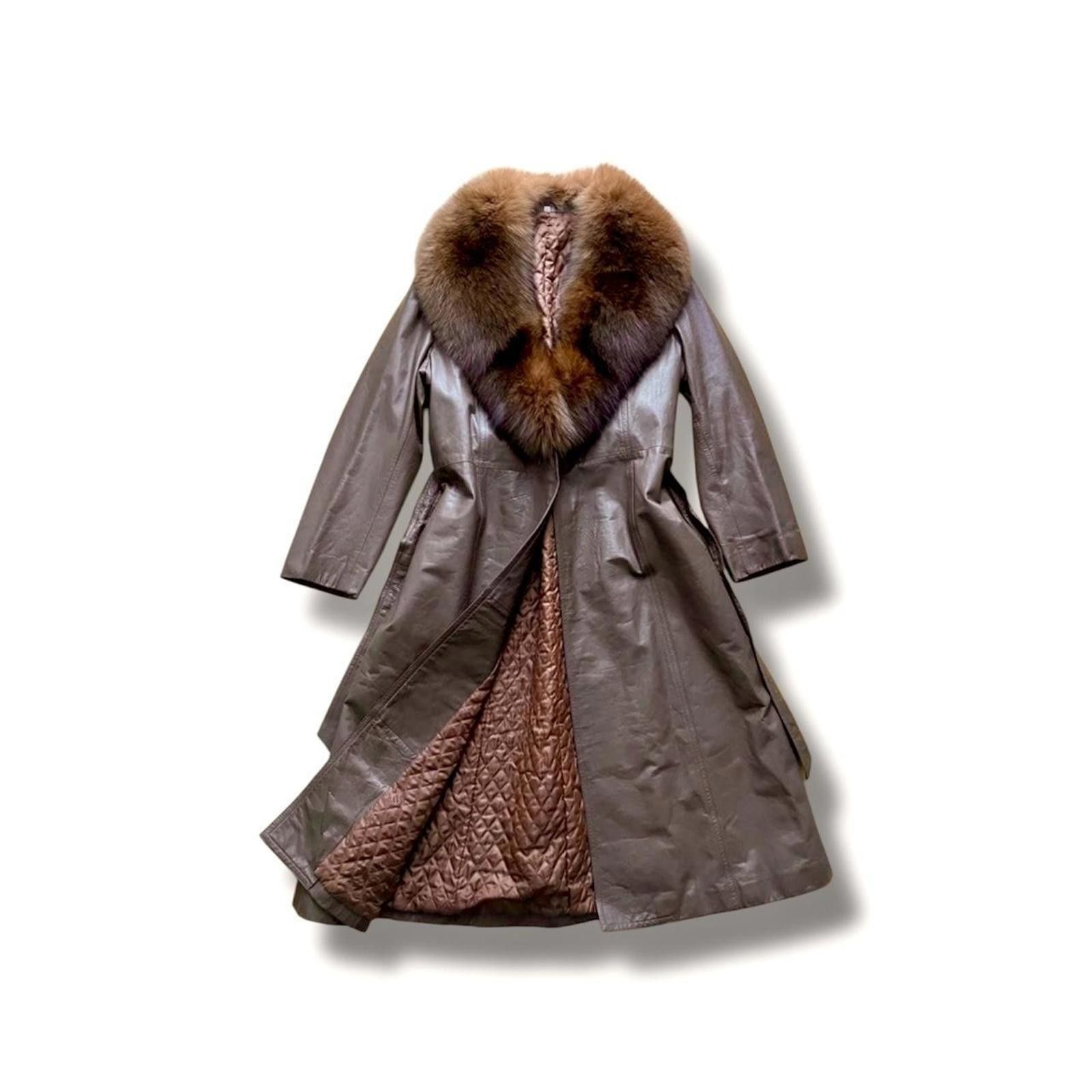 Other Real leather and fur whimsy goth long brown penny lane coat Size XS / US 0-2 / IT 36-38 - 1 Thumbnail