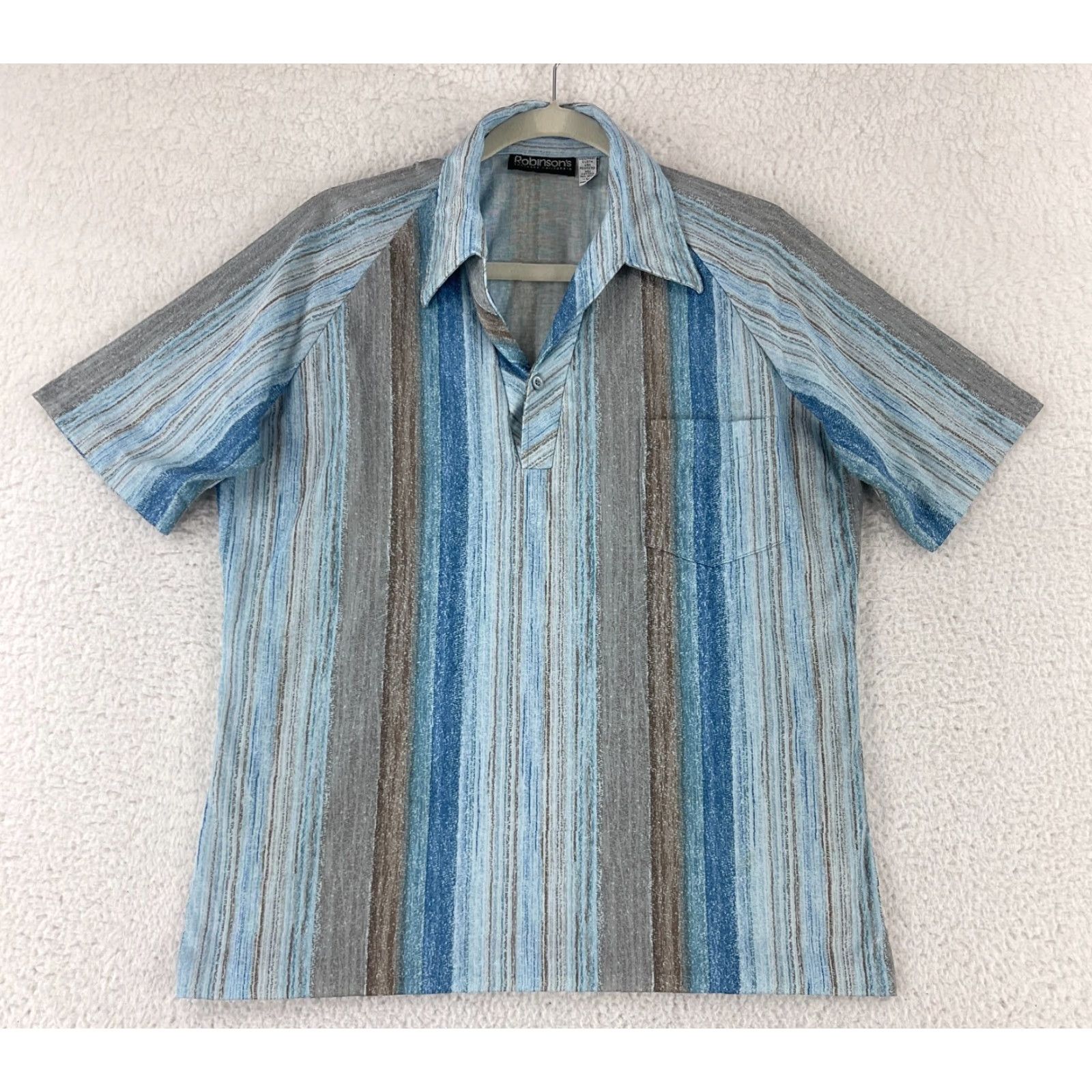 Vintage VINTAGE Robinson's Southern California Shirt Mens Large Blue Stripe Split Neck Size US L / EU 52-54 / 3 - 2 Thumbnail