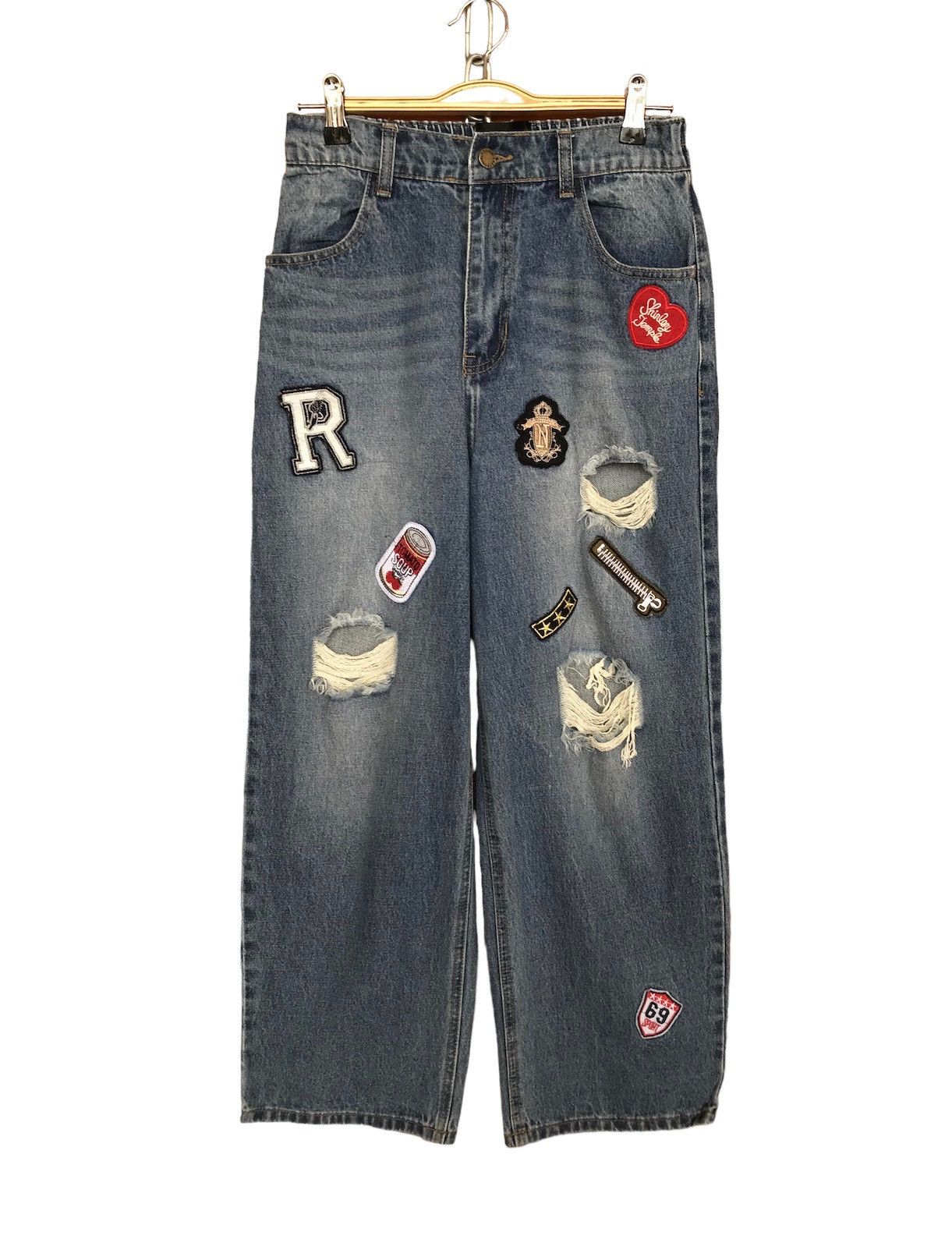 Japanese Brand Baggy Jeans Retro Boy Japan Patches Distressed Denim Wide Size US 26 / EU 42 - 1 Thumbnail